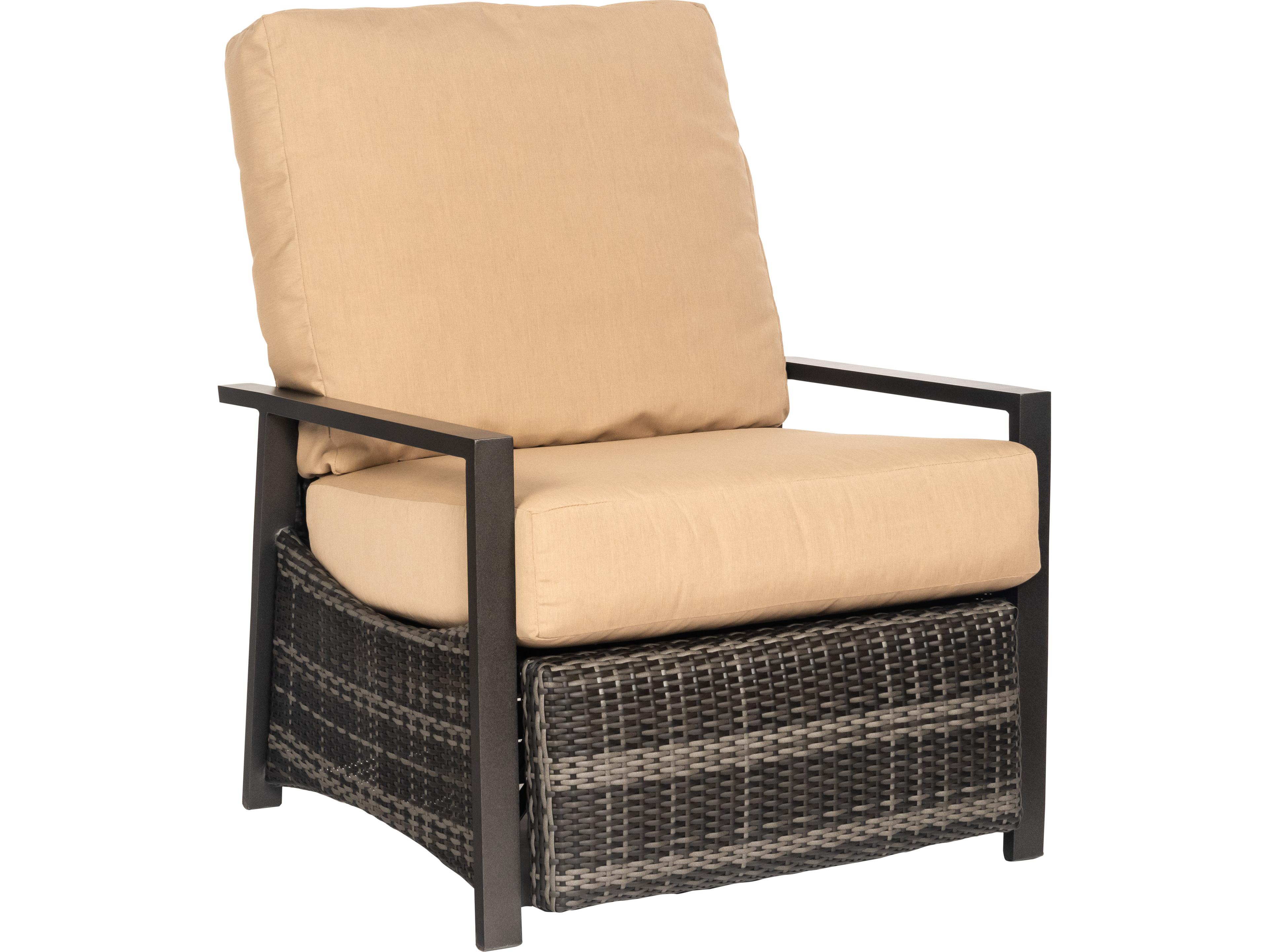 Woodard Geni Wicker Charcoal Gray Reclining Outdoor Patio Lounge Chair