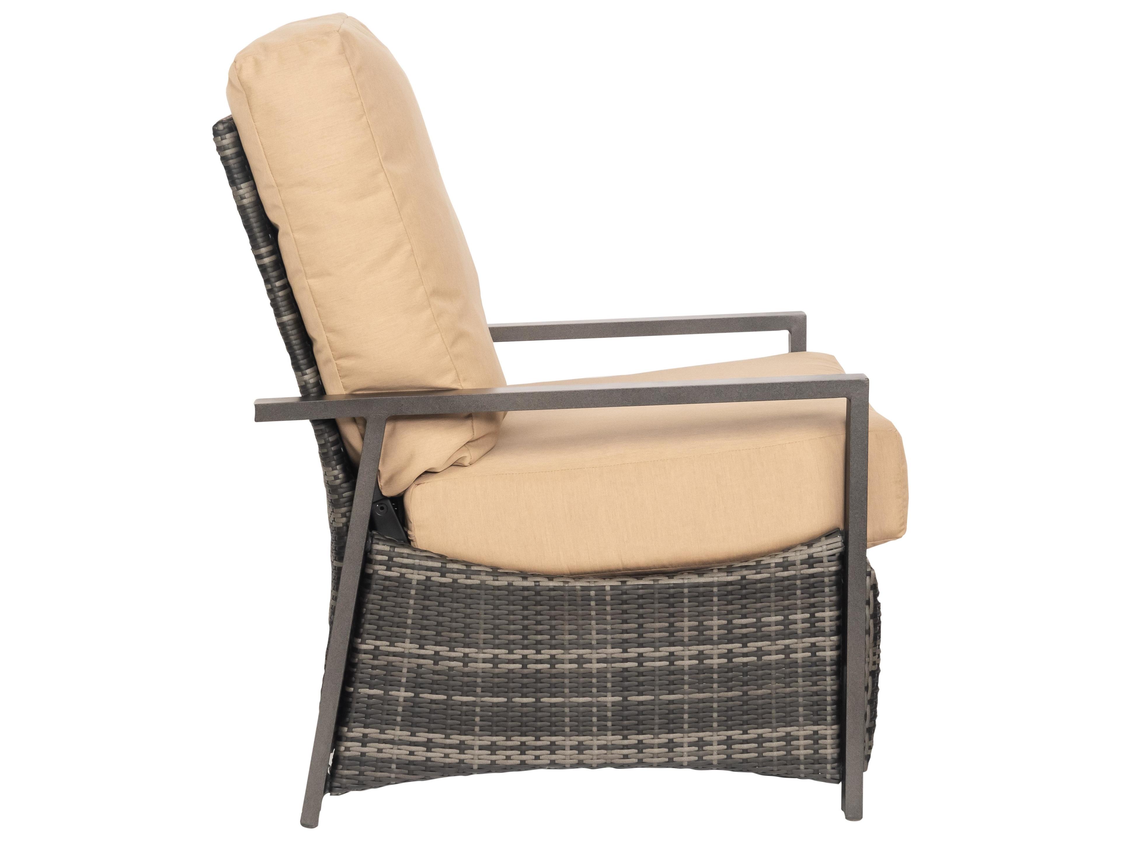 Woodard Geni Wicker Charcoal Gray Reclining Outdoor Patio Lounge Chair