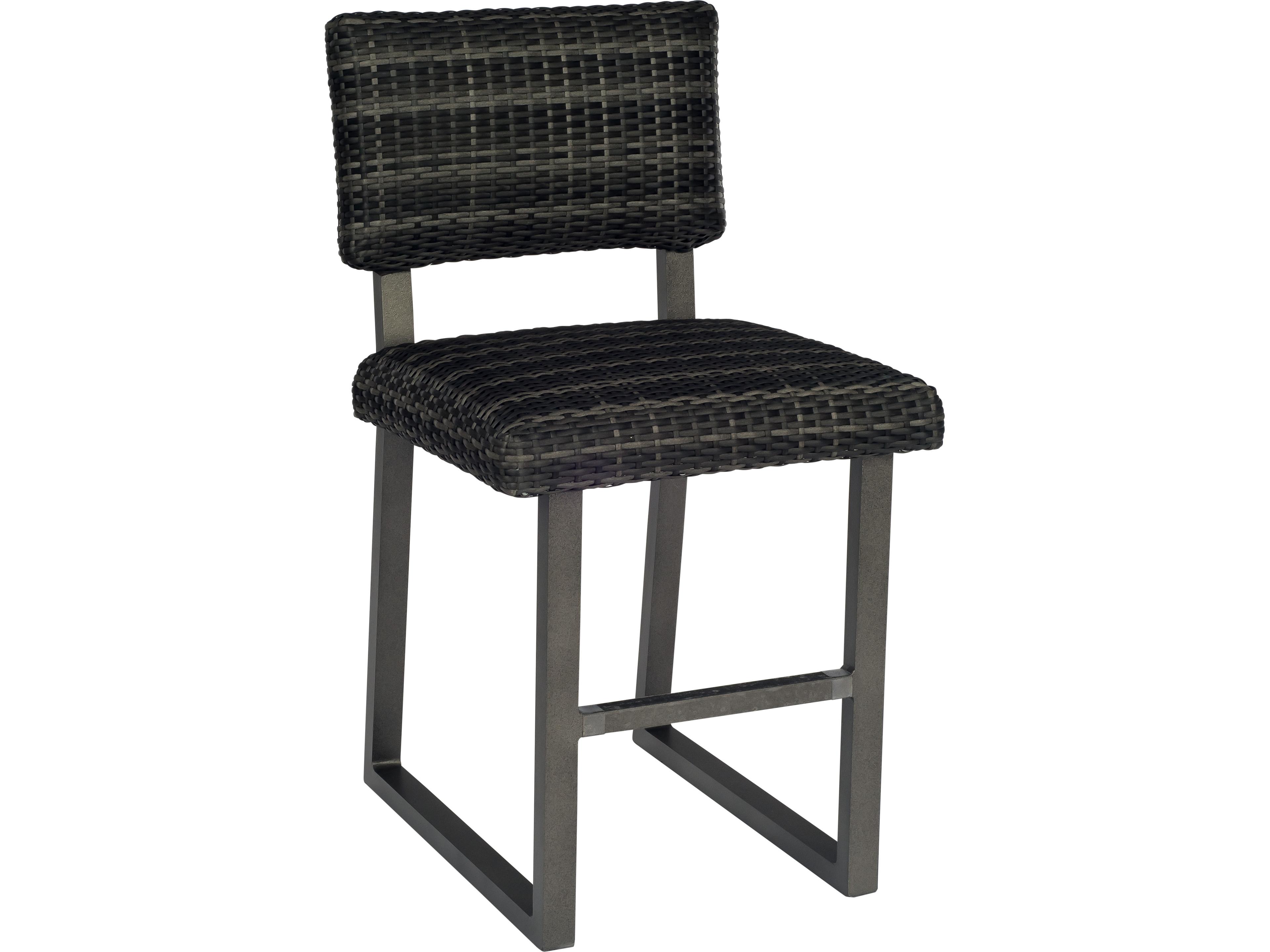 Harper Wicker Counter Stool in Charcoal Gray