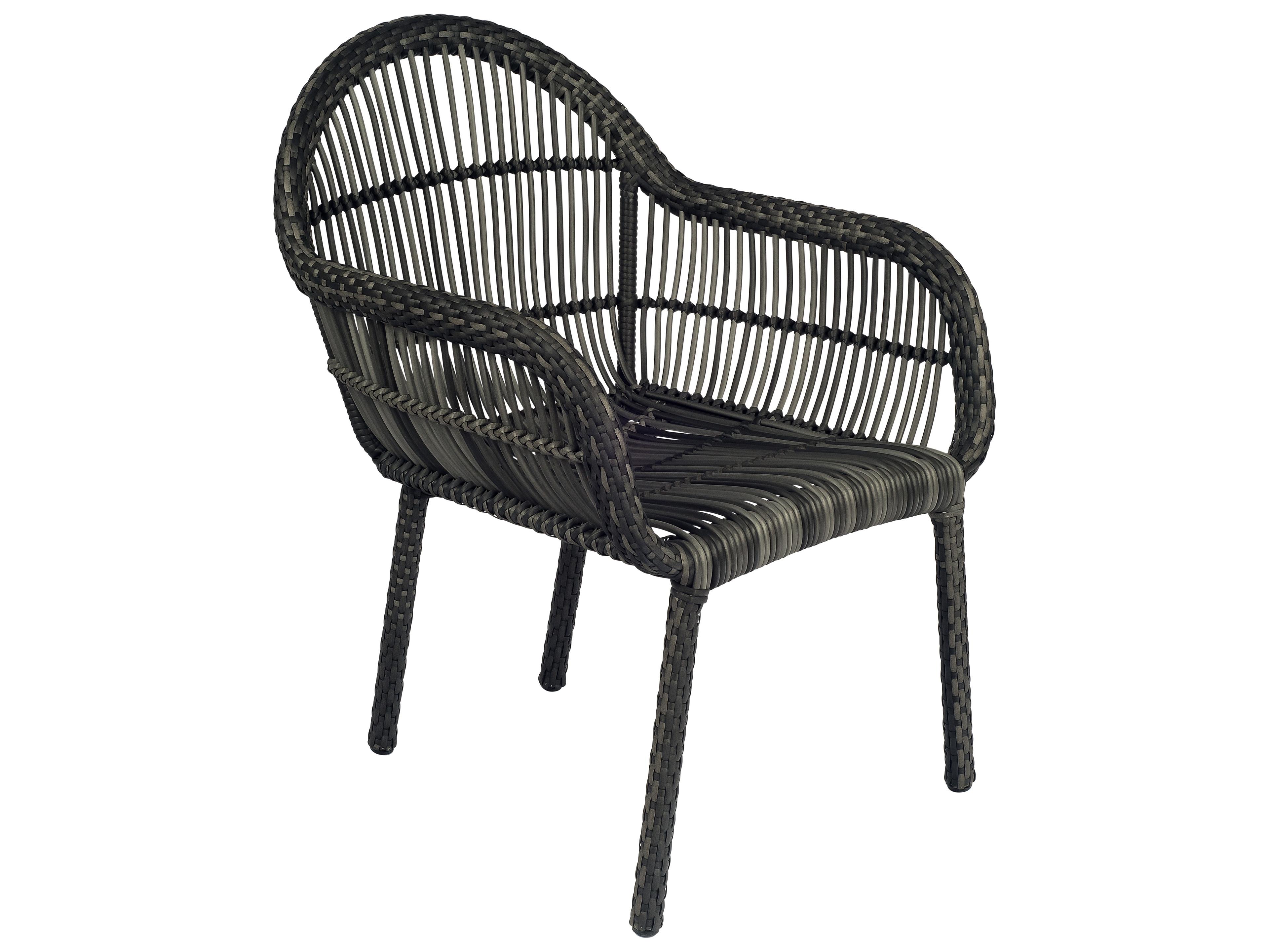 Cape Wicker Patio Dining Arm Chair in Charcoal Gray