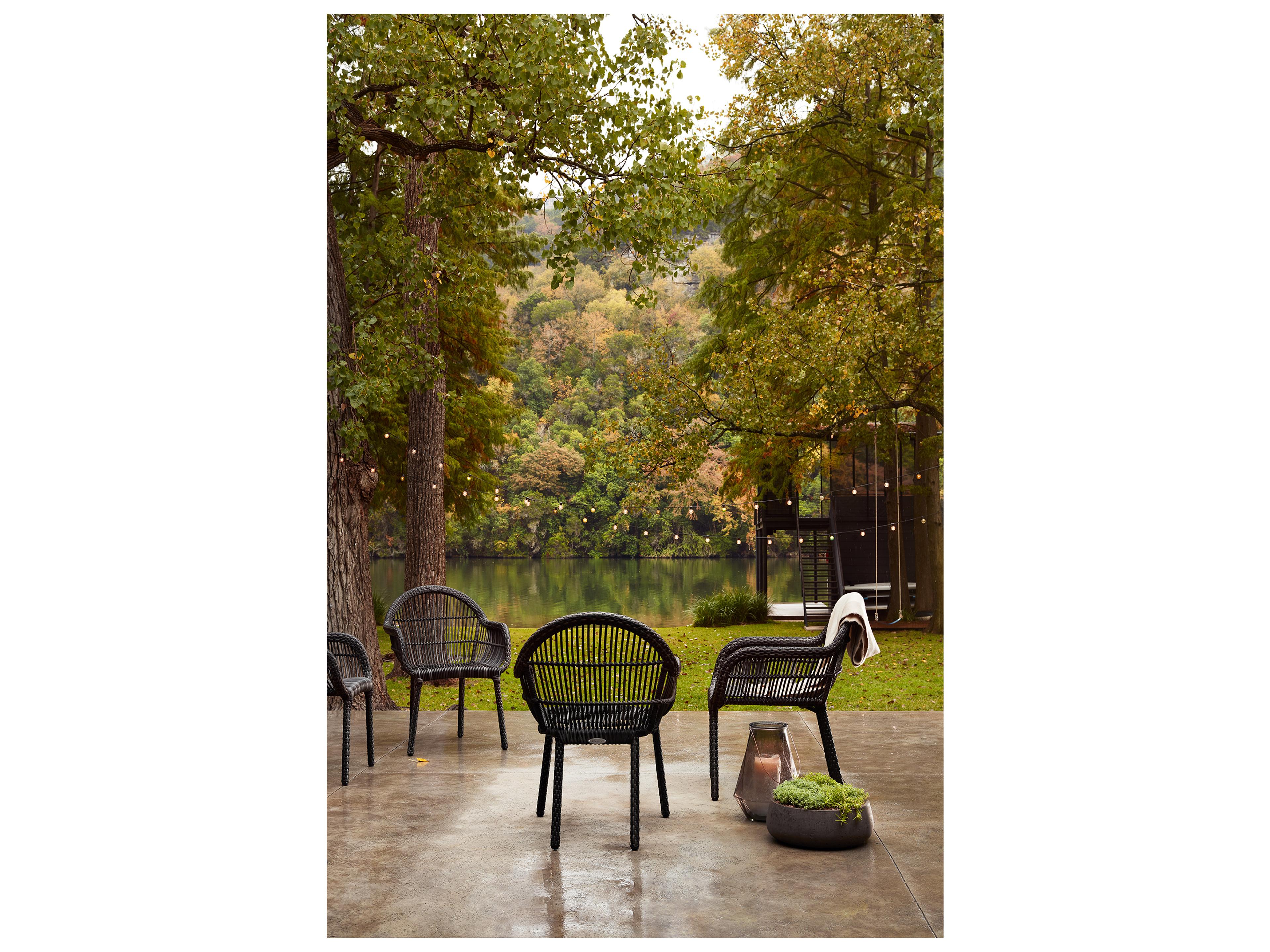 Woodard Cape Wicker Charcoal Gray Cape Patio Dining Arm Chair