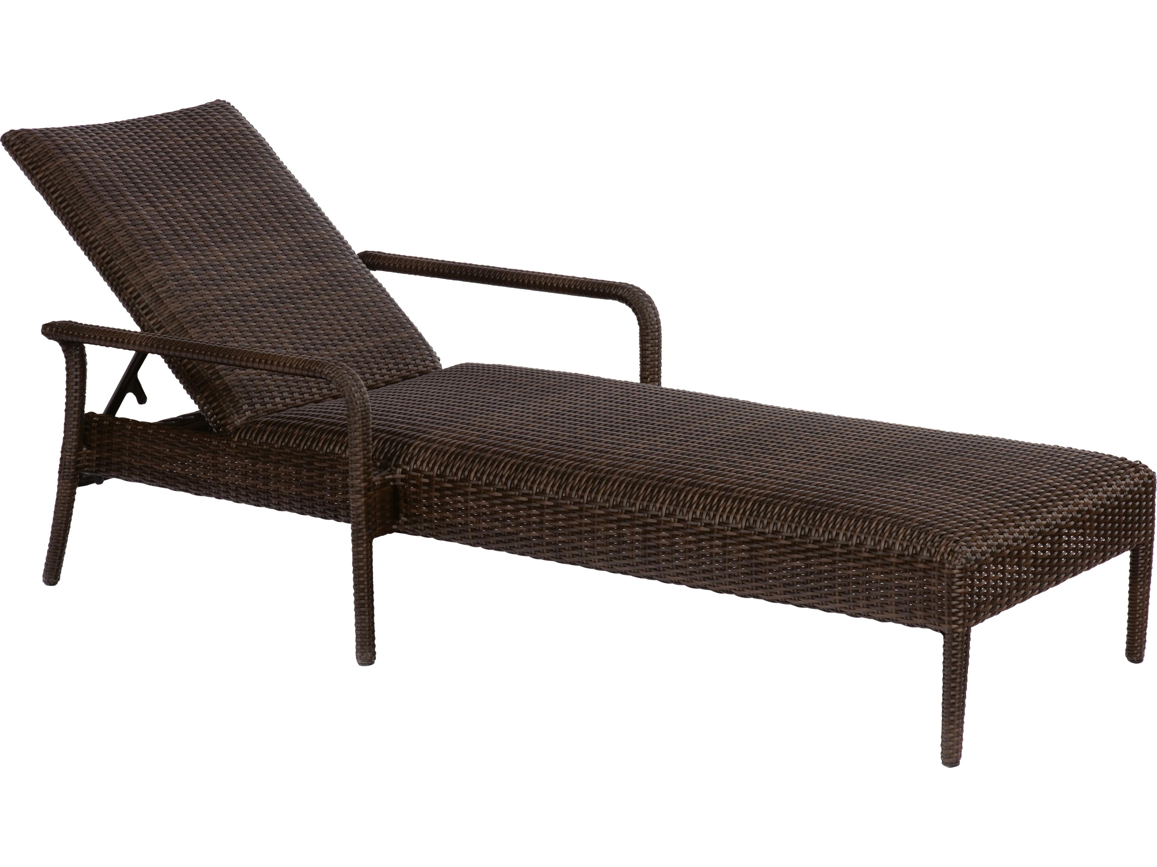 Woodard Whitecraft All Weather Wicker Padded Adjustable Patio Chaise Lounge