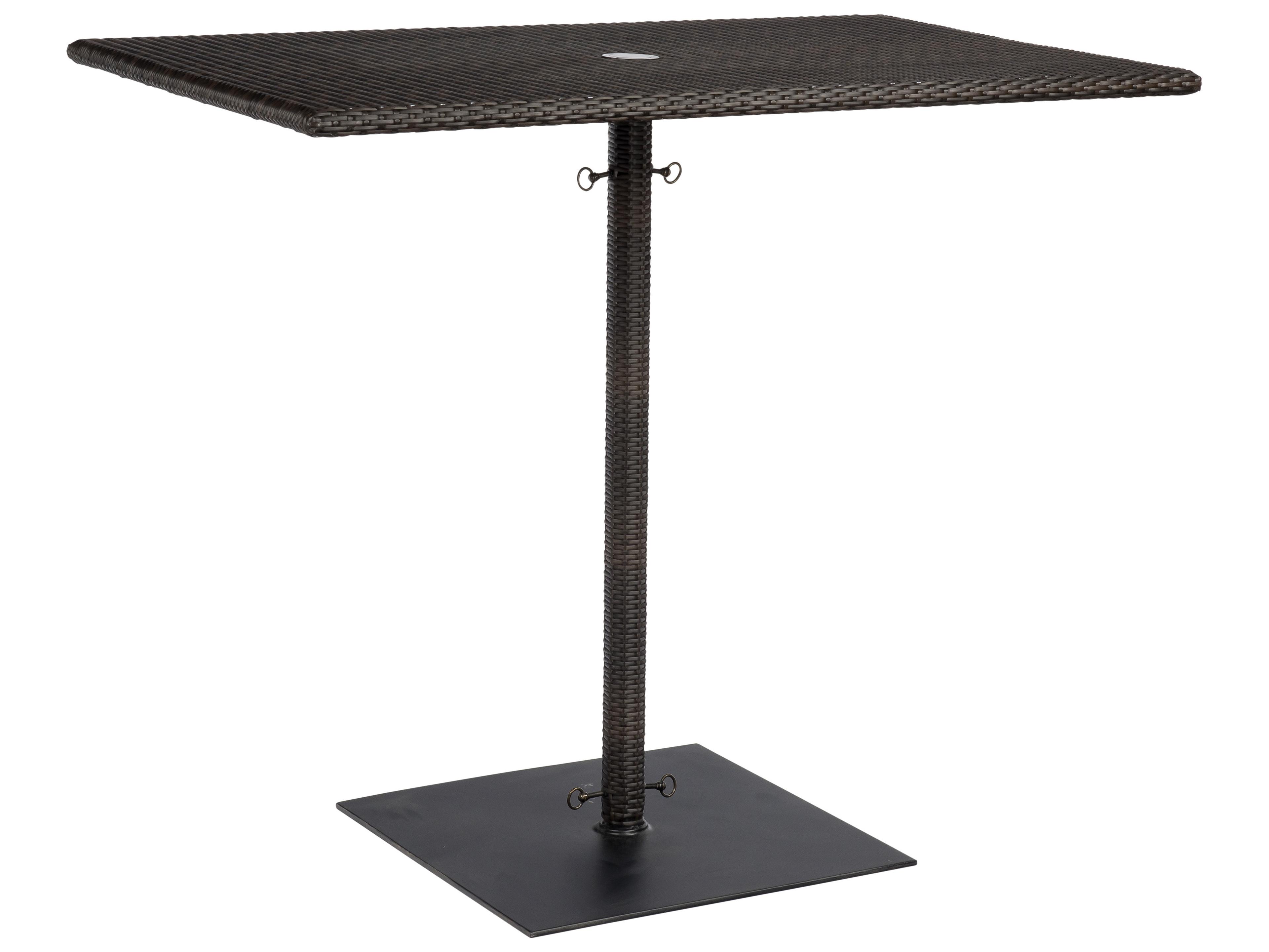 Whitecraft All Weather Wicker Rectangular Outdoor Patio Bar Height Table with Umbrella Hole