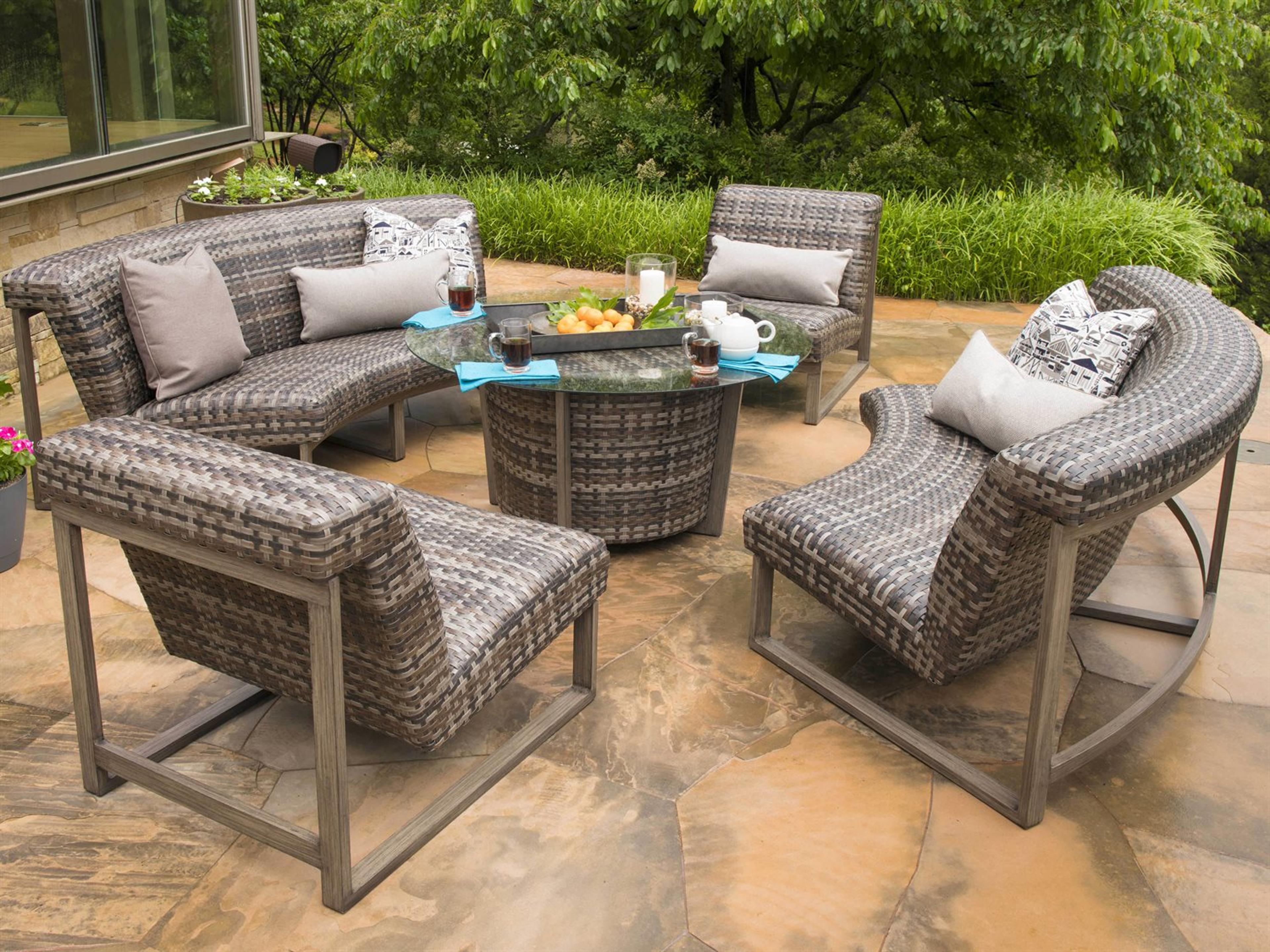 Woodard Reunion Wicker Calico Curved Outdoor Sofa