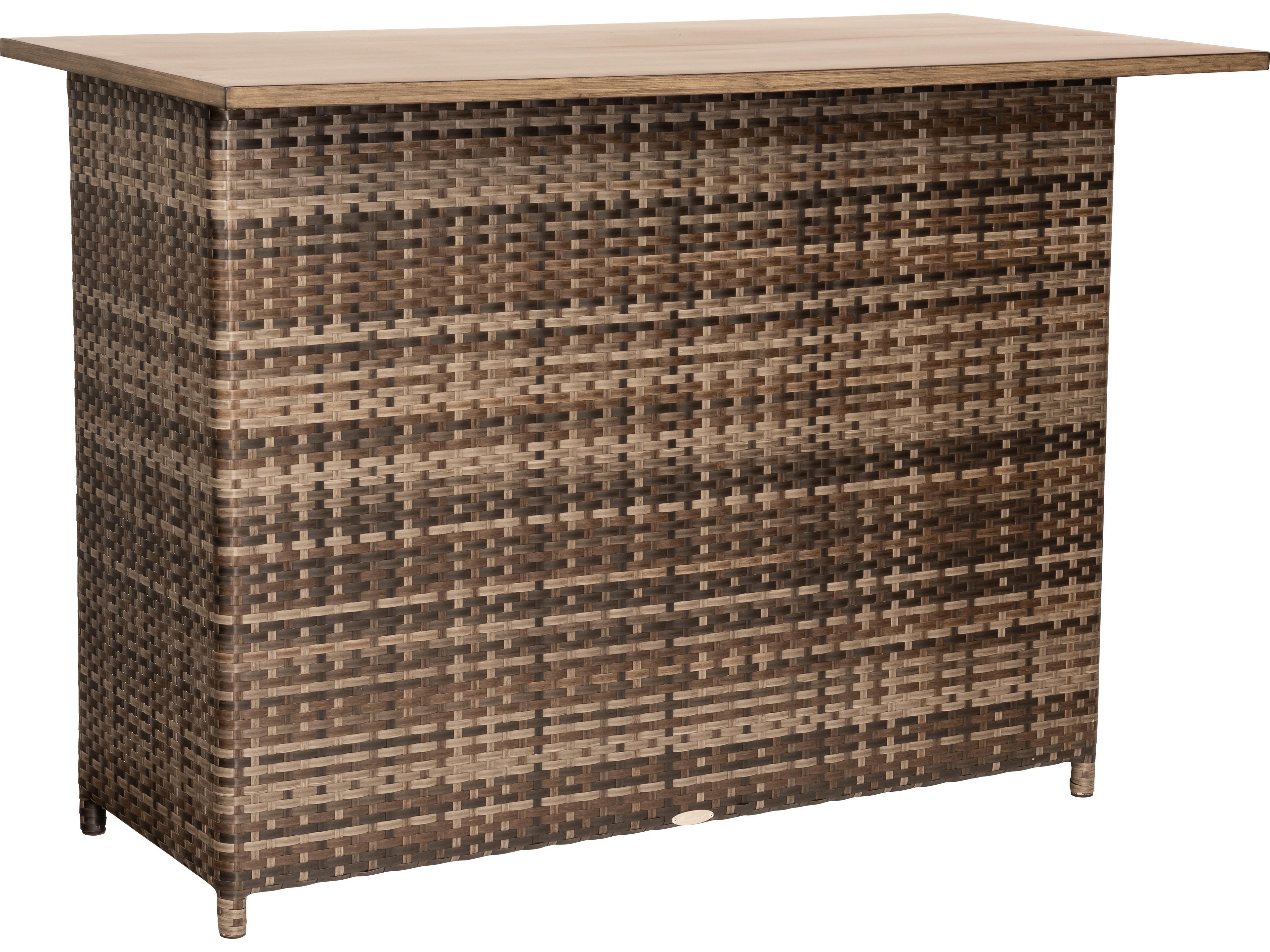 Reunion Wicker Calico Rectangular Bar Island Table