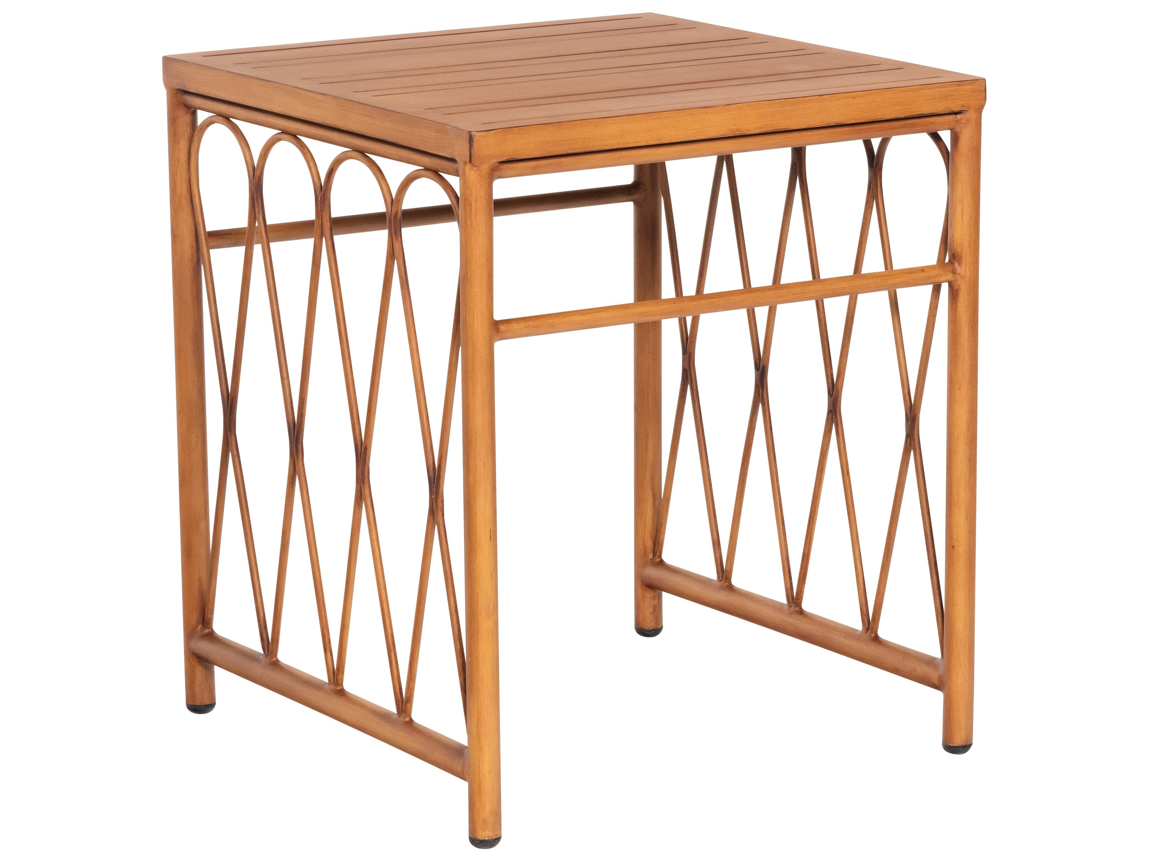 Cane Aluminum Cane Square Slatted Top Patio End Table
