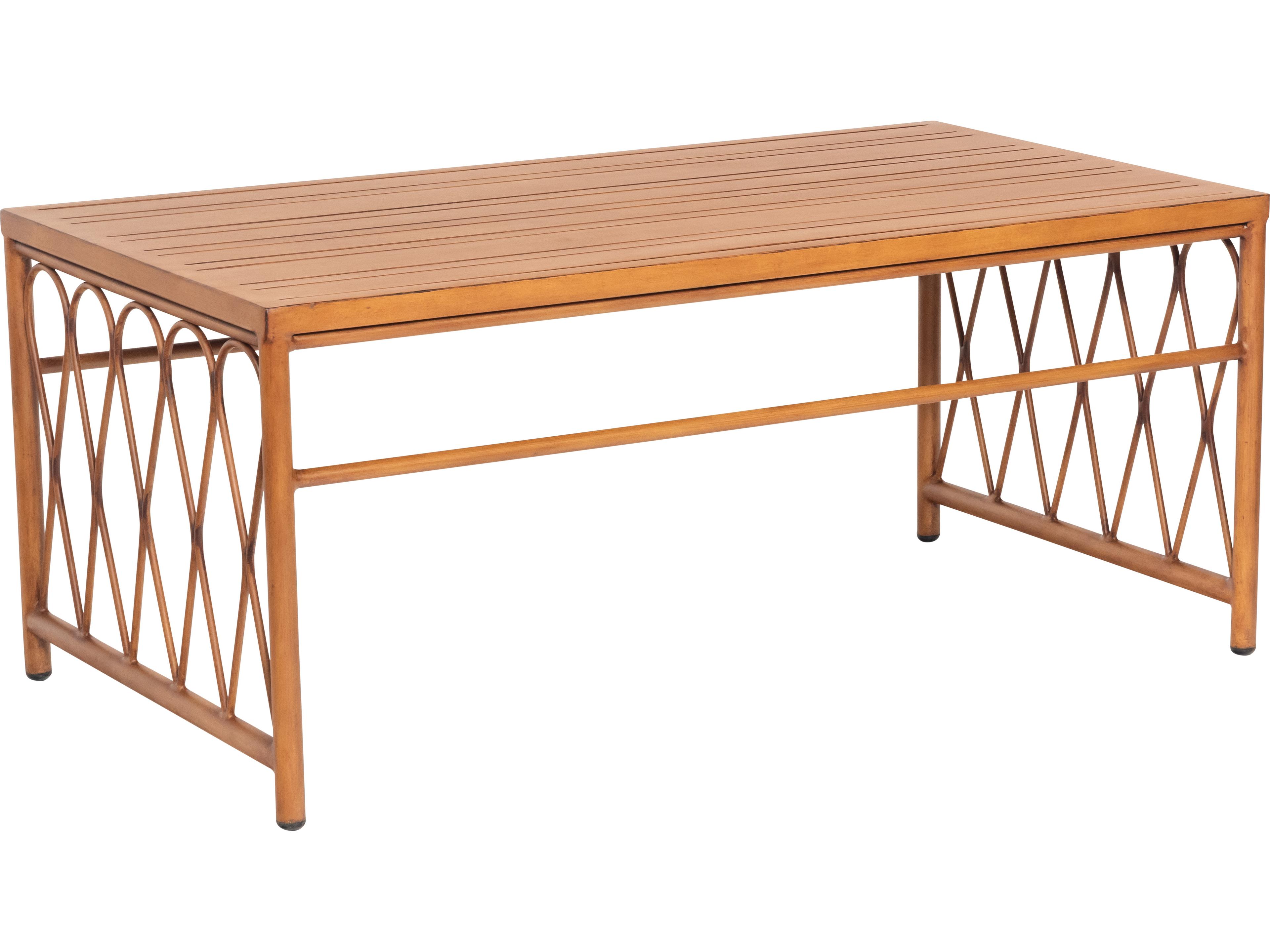 Cane Aluminum Cane Rectangular Glass Top Outdoor Coffee Table