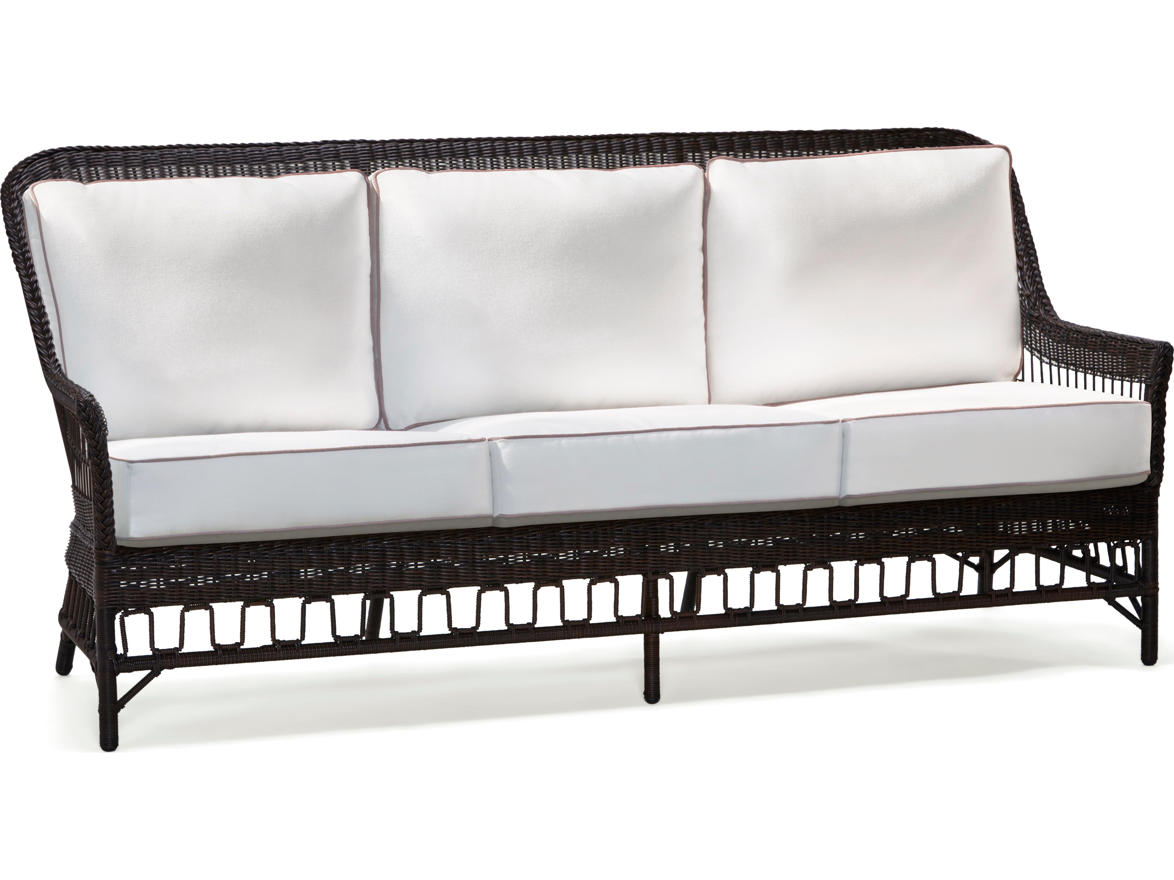 Alexa Hampton San Michele Wicker Outdoor Sofa with 2 throw pillows