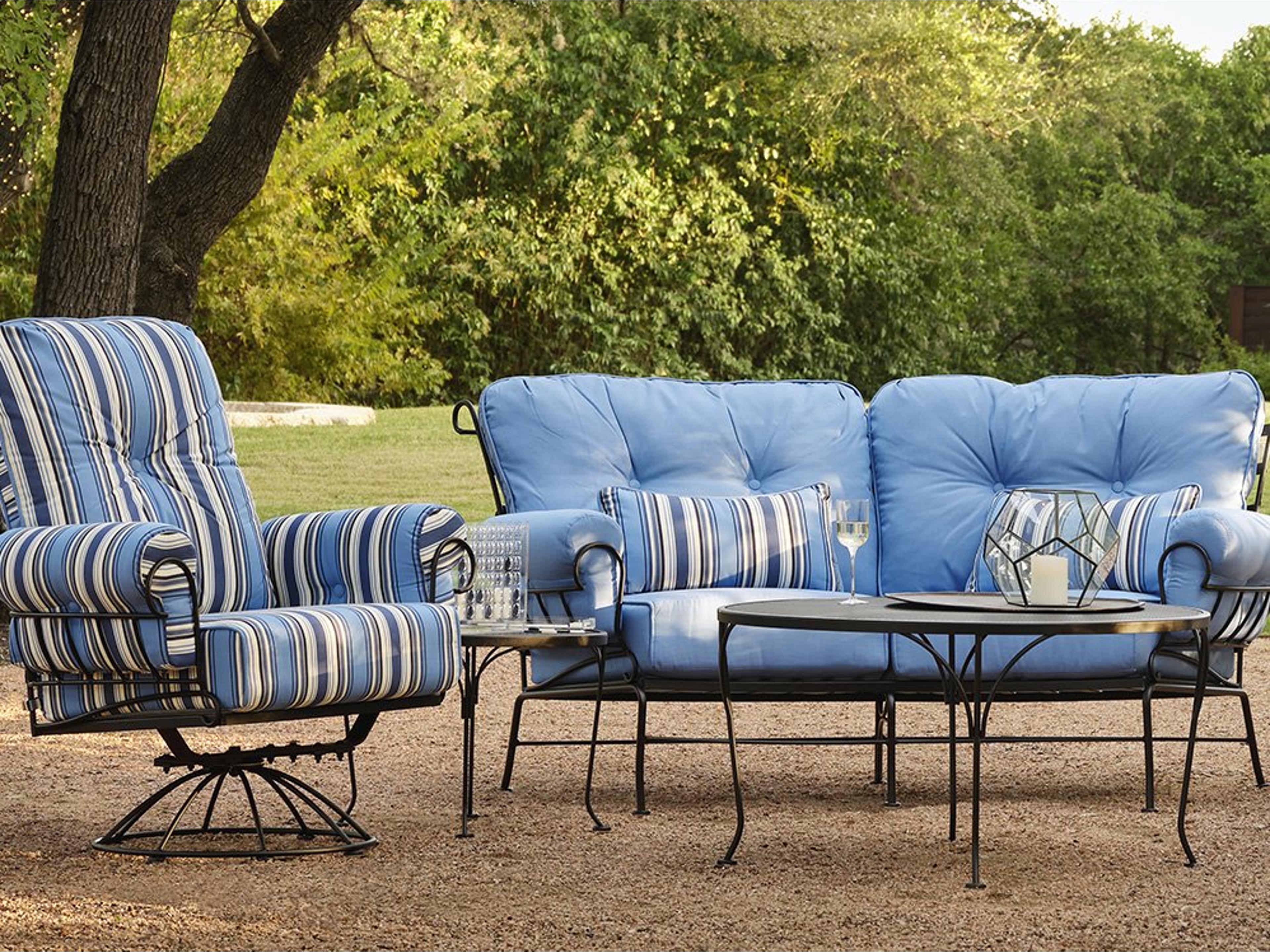 Terrace Cushion Wrought Iron Patio Lounge Set