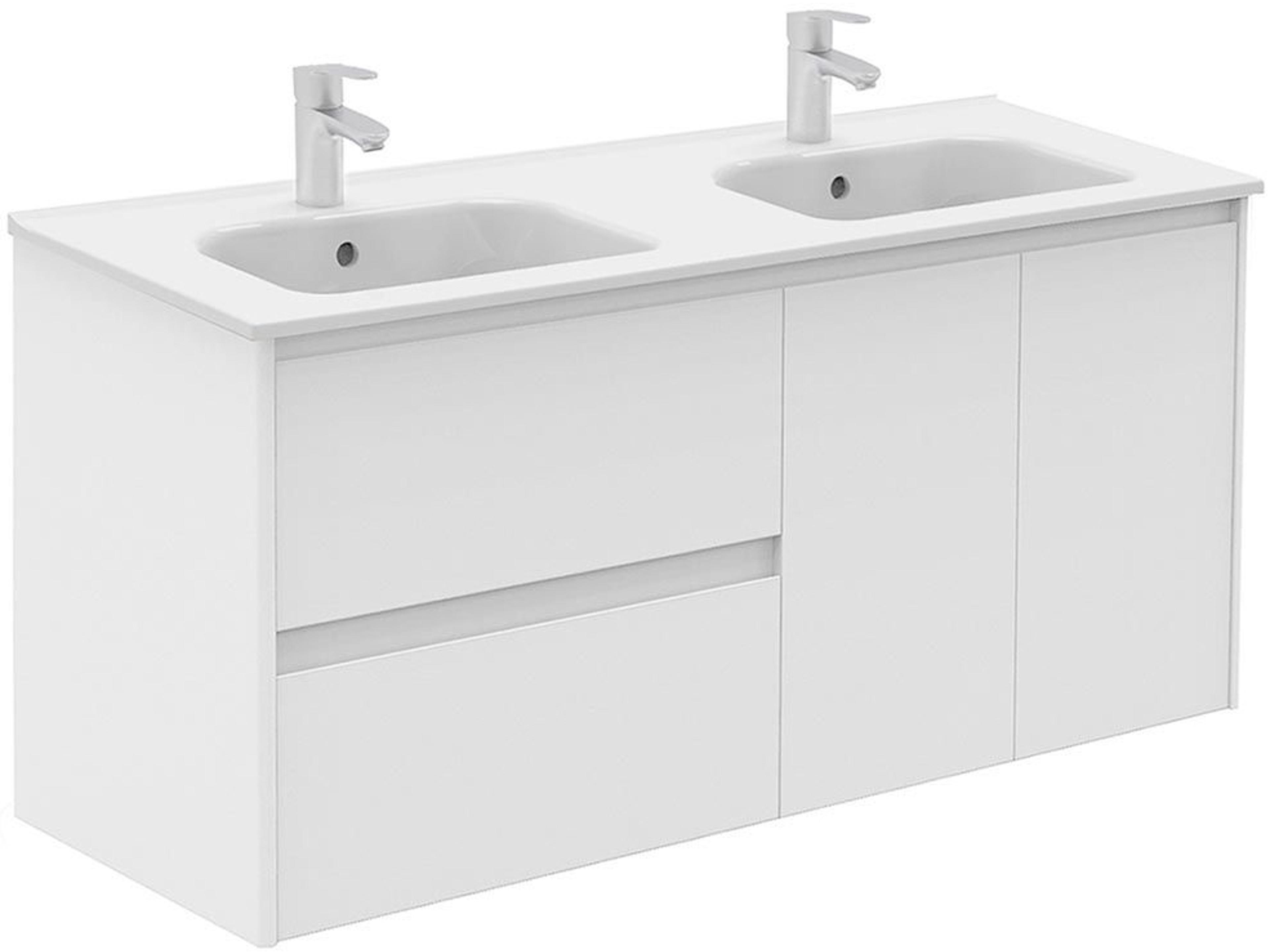 Ambra Wall Mounted Double Vanity Gloss White