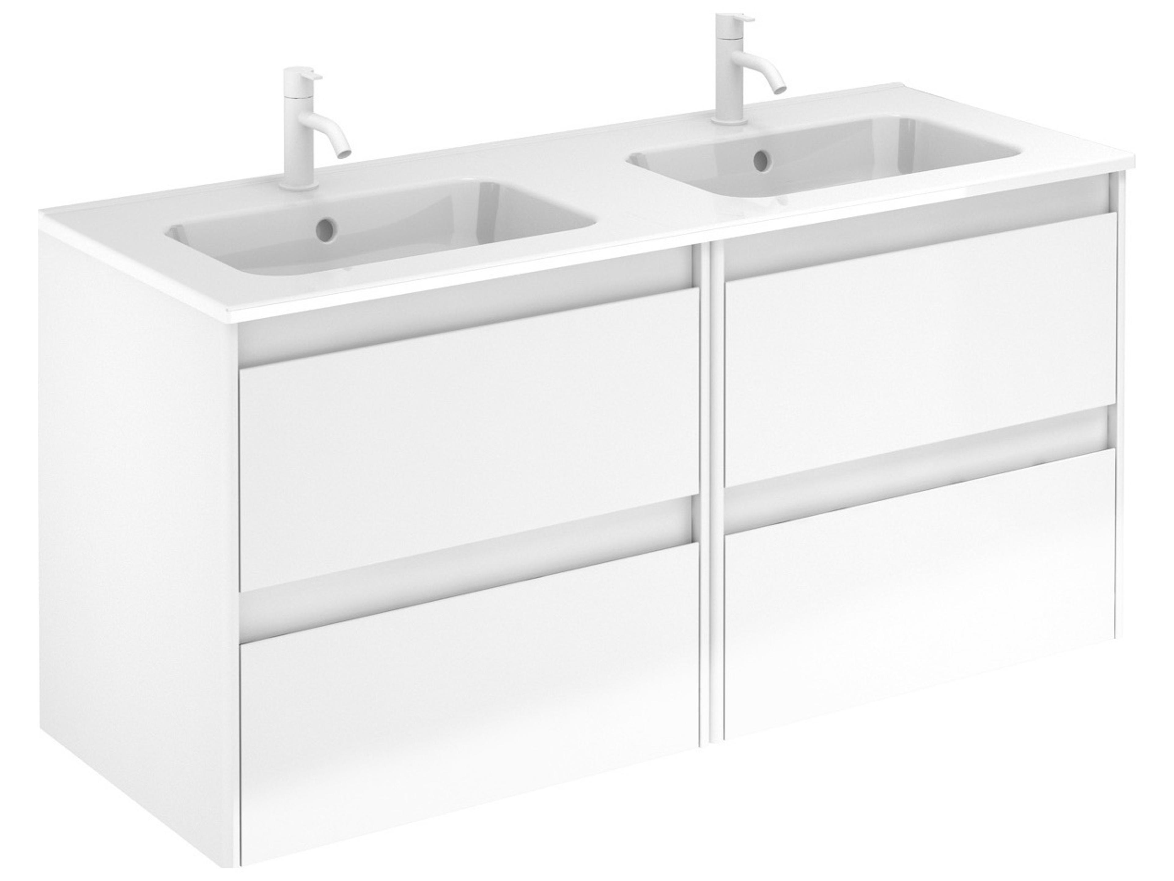 Ambra 47-Inch Wall Mounted Double Vanity in Gloss White
