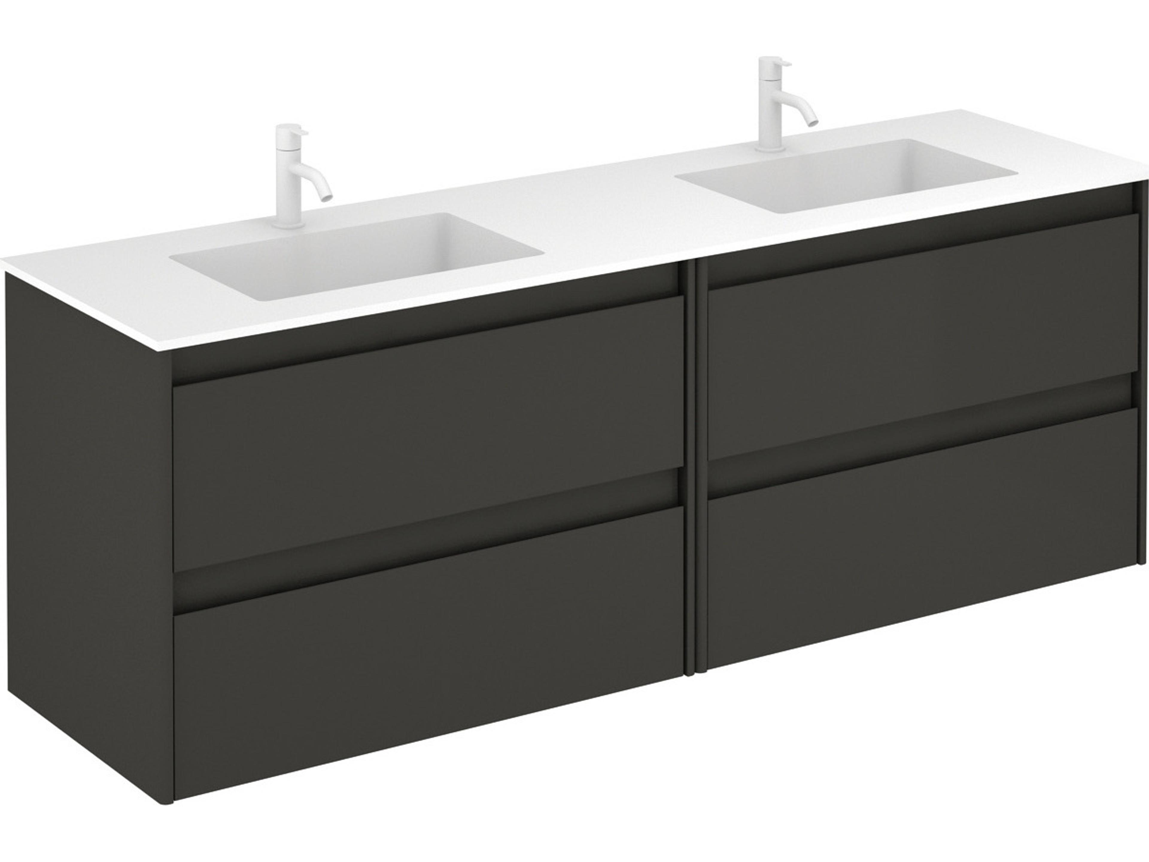 Ambra Wall-Mounted Double Vanity in Anthracite