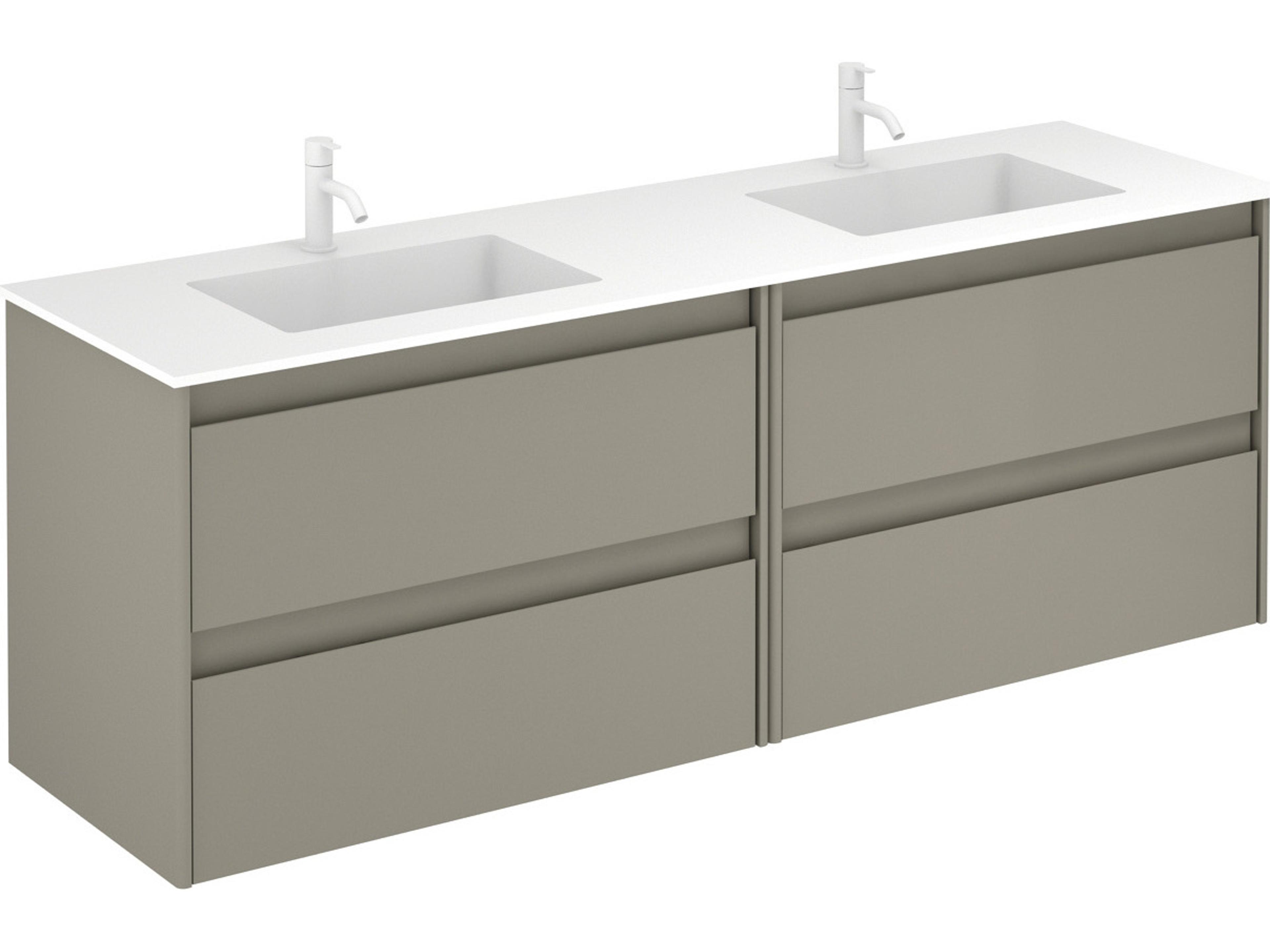 Ambra Wall Mounted Double Vanity in Matte Sand