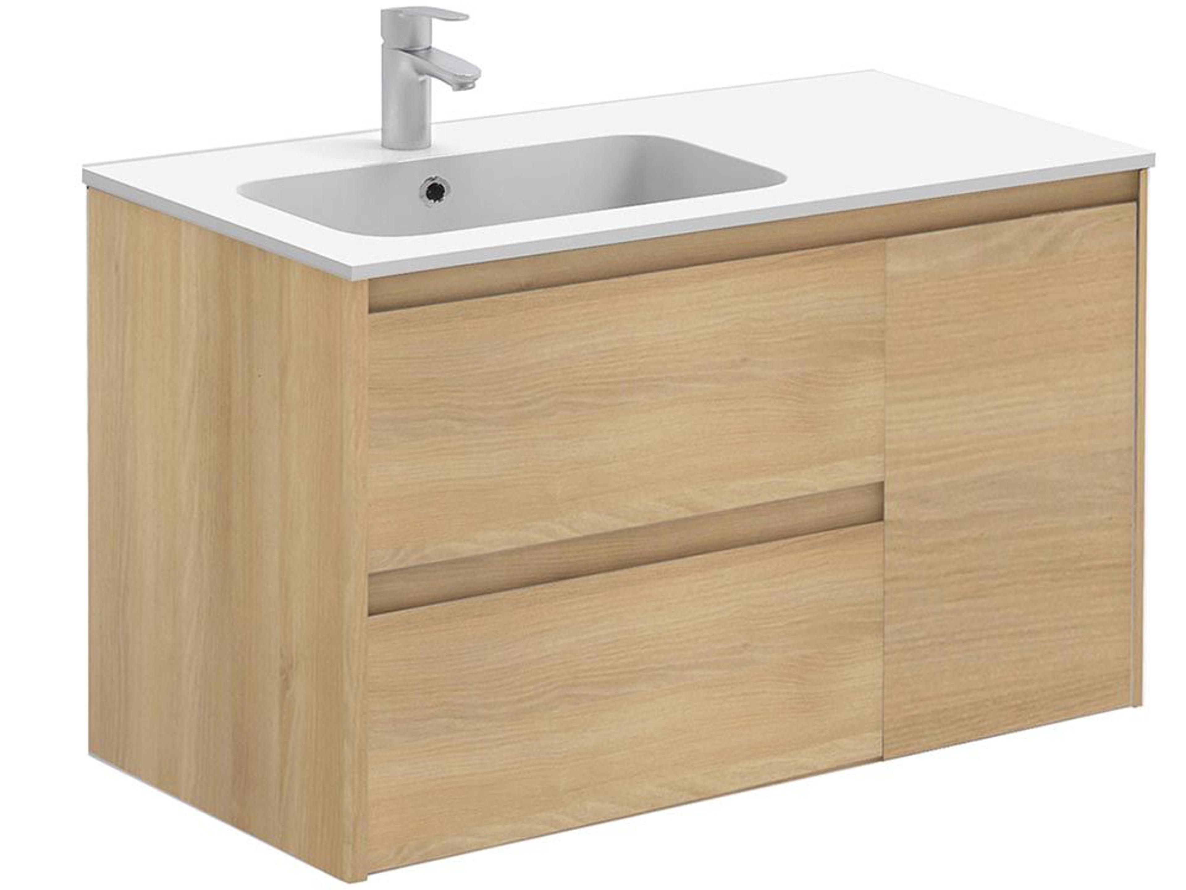 Ambra Wall Mounted Bathroom Vanity in Nordic Oak