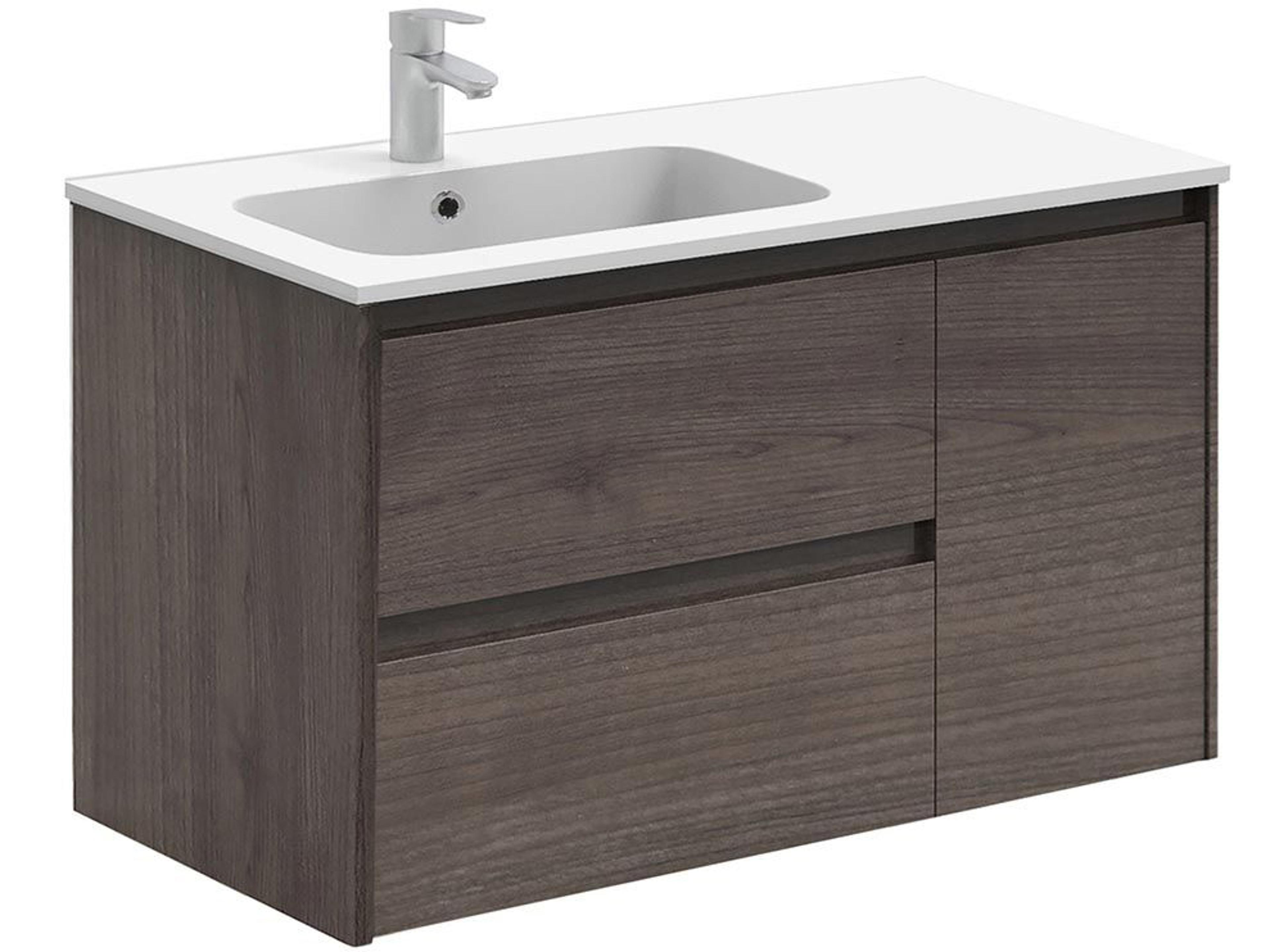 Ambra Wall-Mounted Bathroom Vanity in Samara Ash