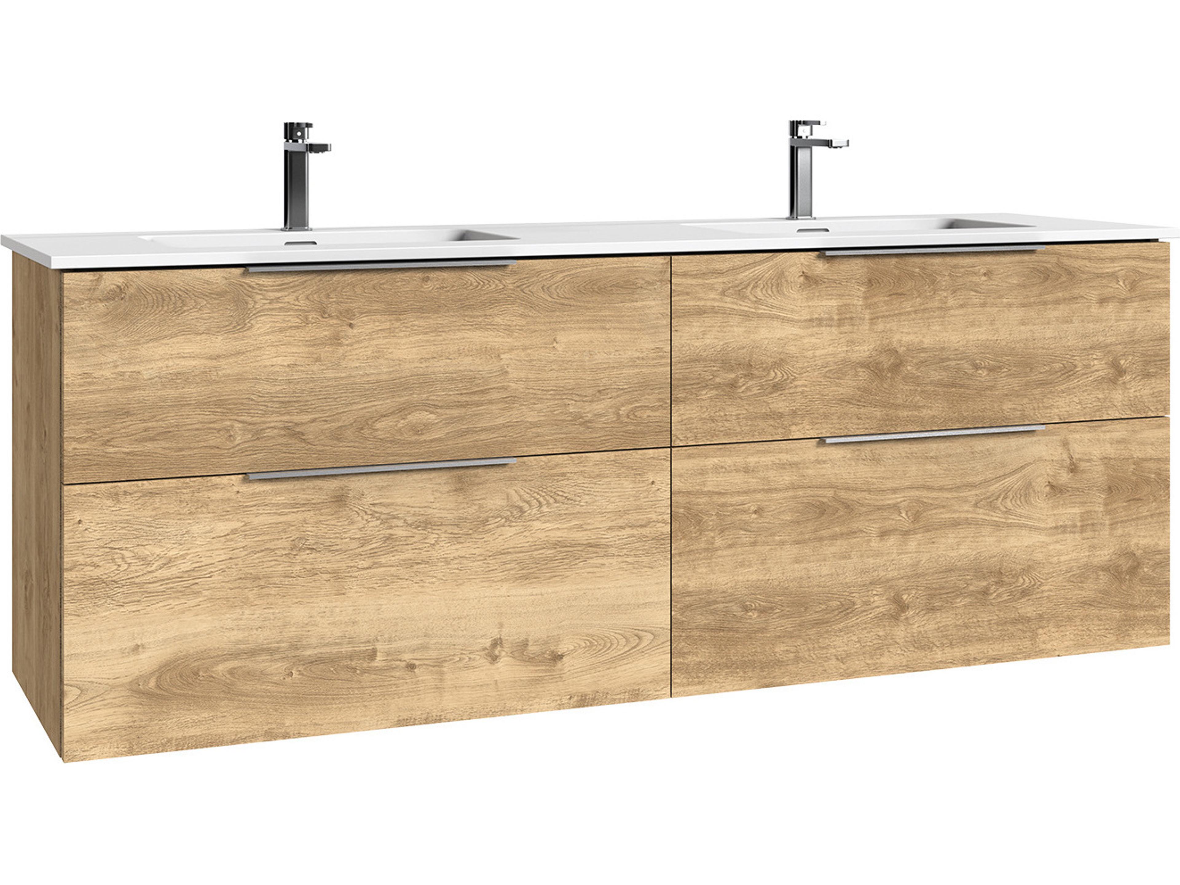 Dalia Wall Mounted Double Vanity in Natural Oak