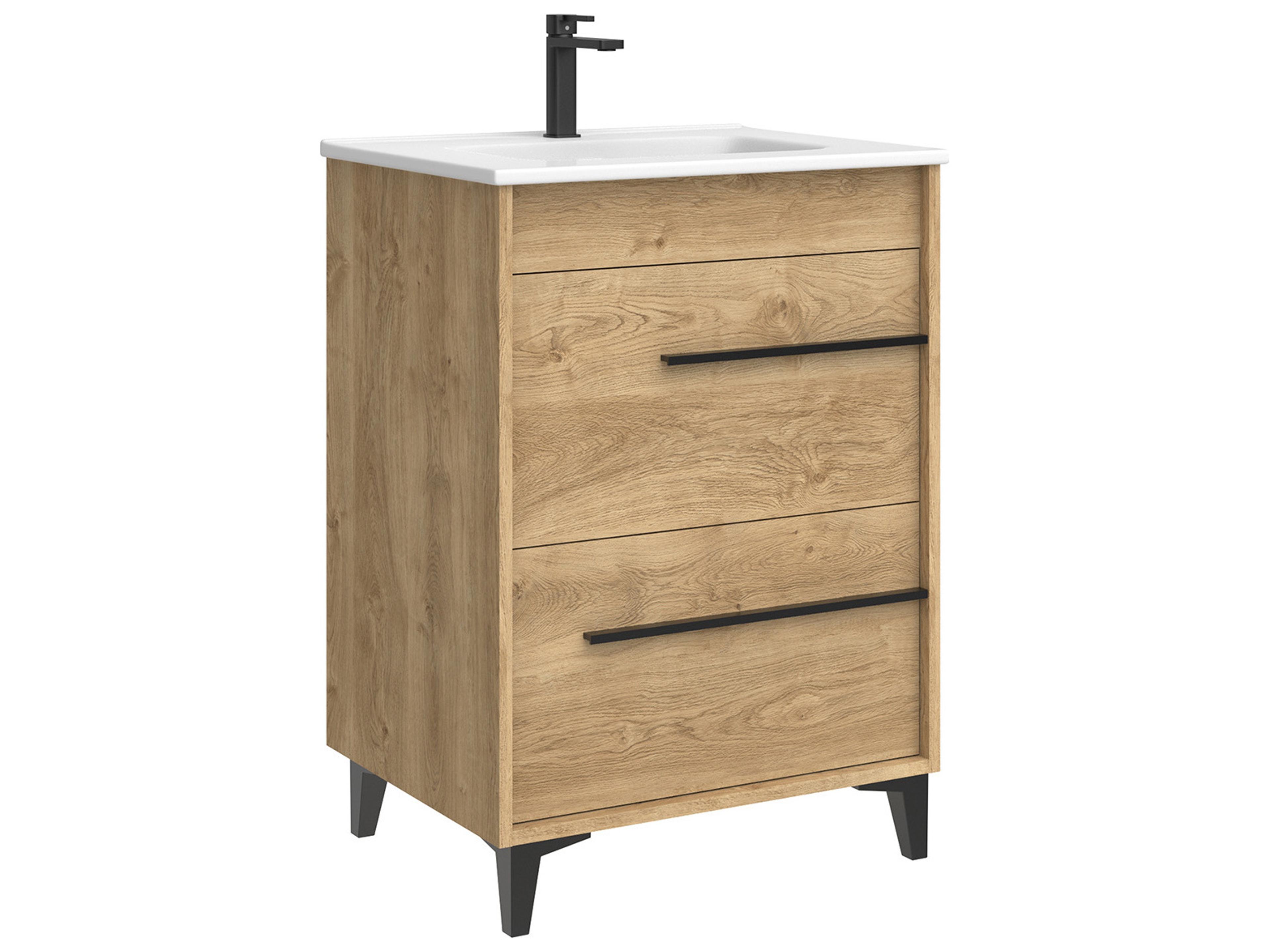 Lotus Freestanding Vanity 24 Inch Natural Oak