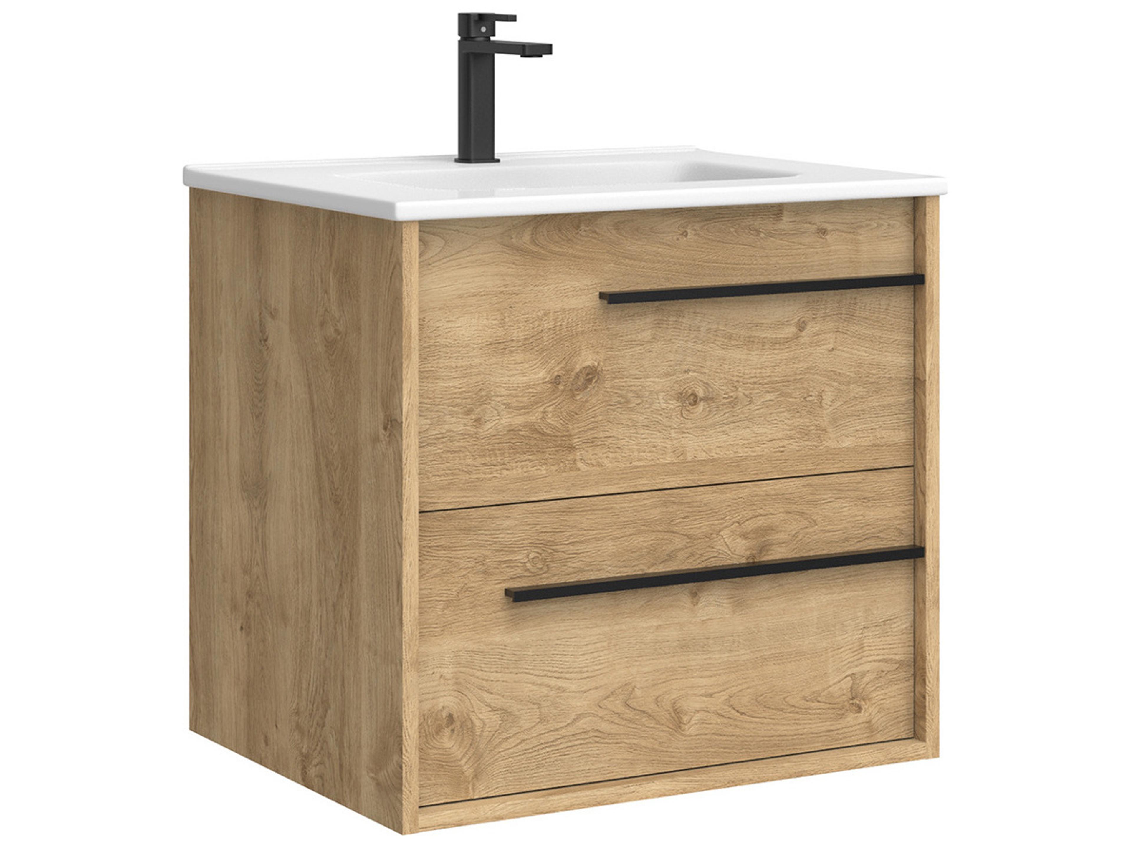 Lotus Wall Mounted Bathroom Vanity Natural Oak