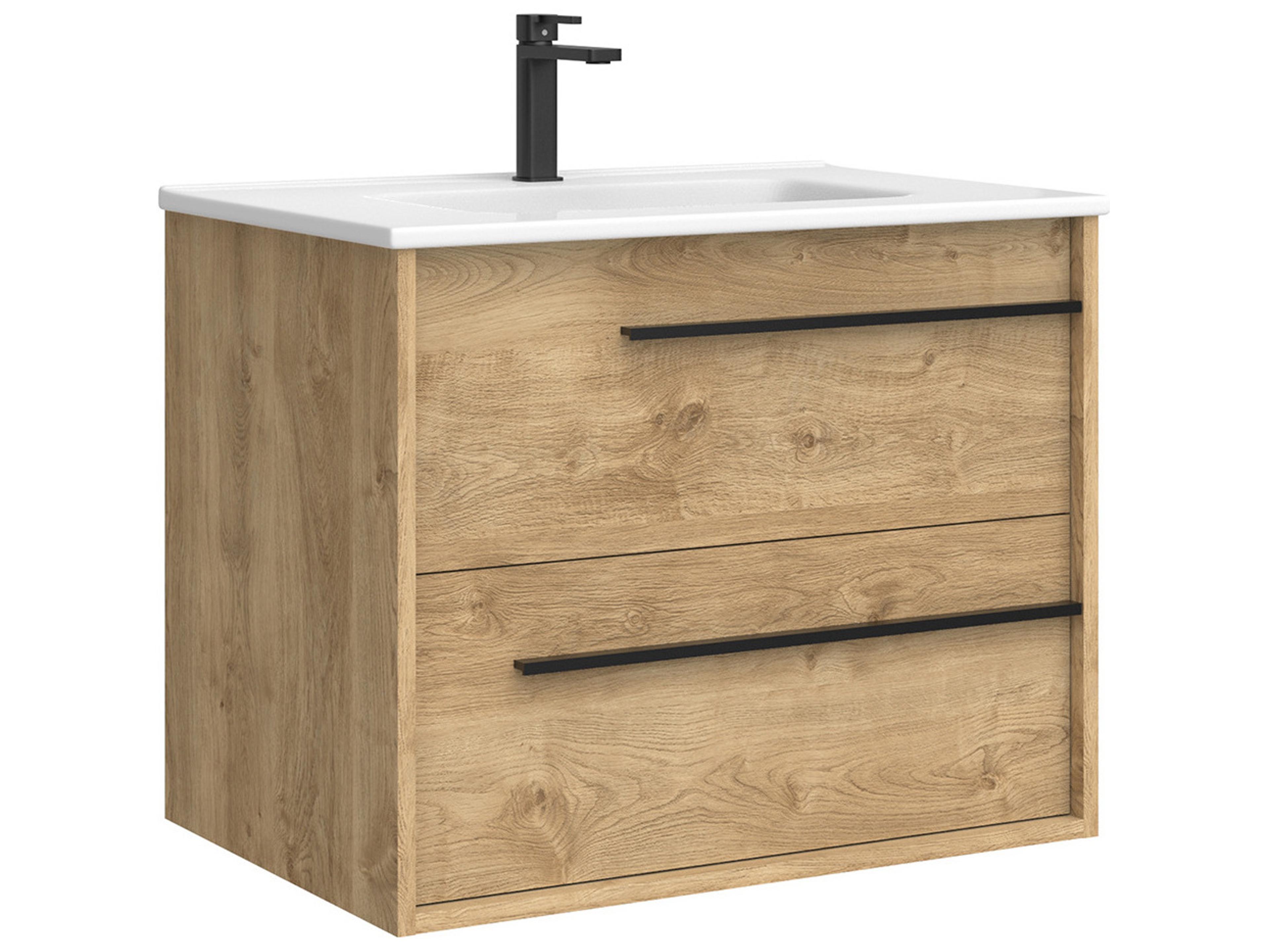 Lotus Wall Mounted Bathroom Vanity 28 Inch Natural Oak