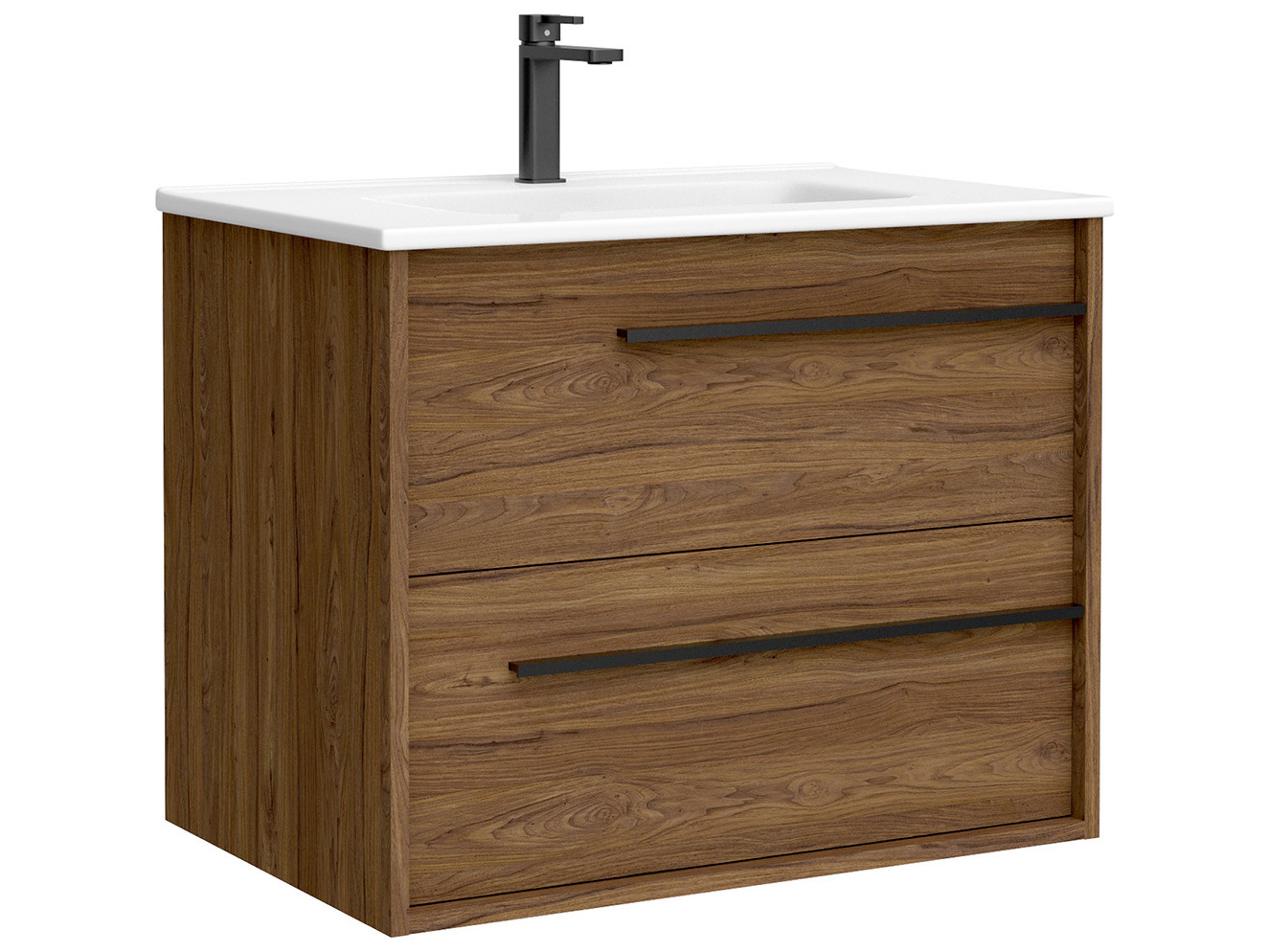Lotus Wall Mounted Vanity 28-Inch Walnut