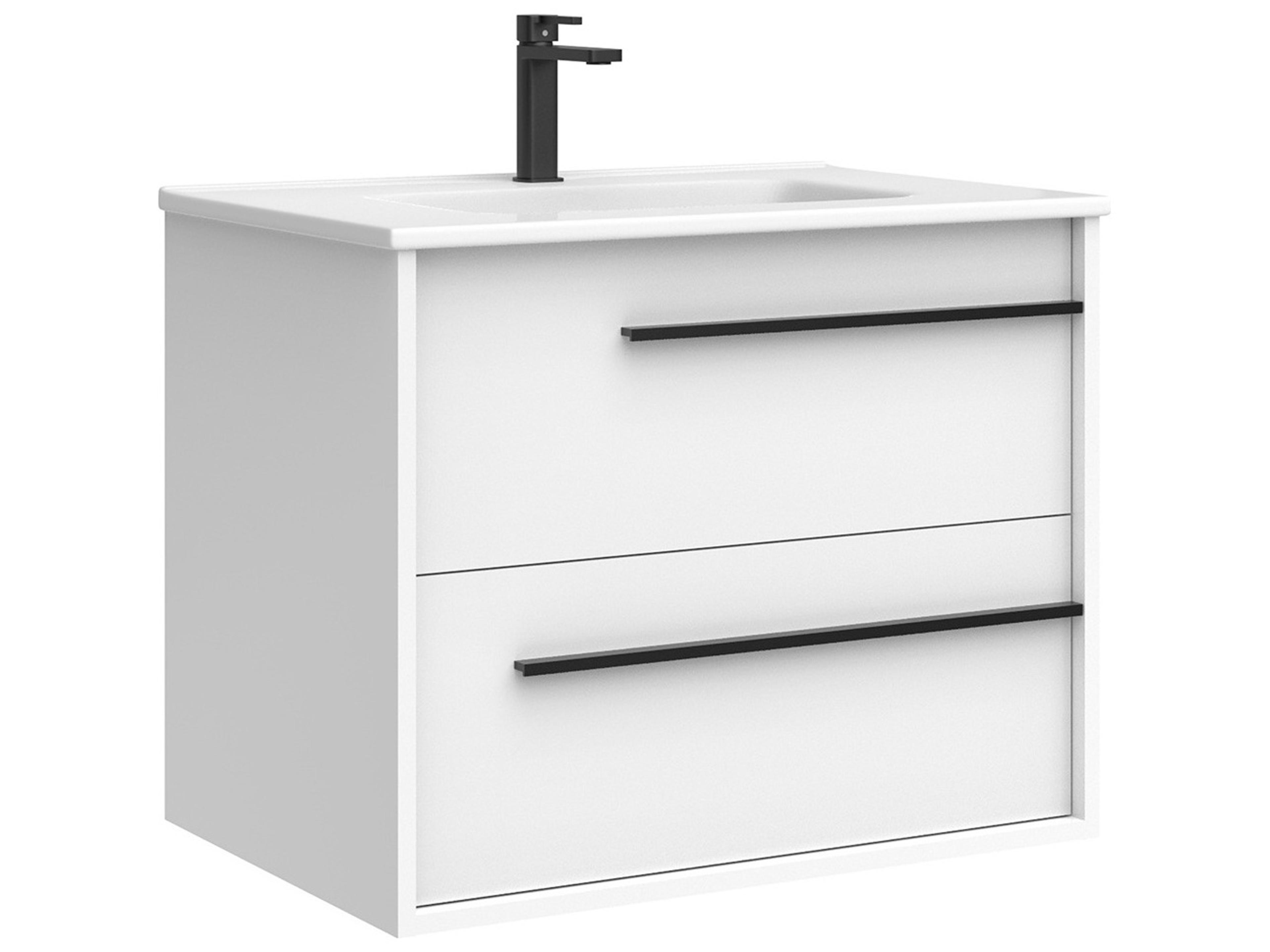Lotus Wall-Mounted Bathroom Vanity Glossy White