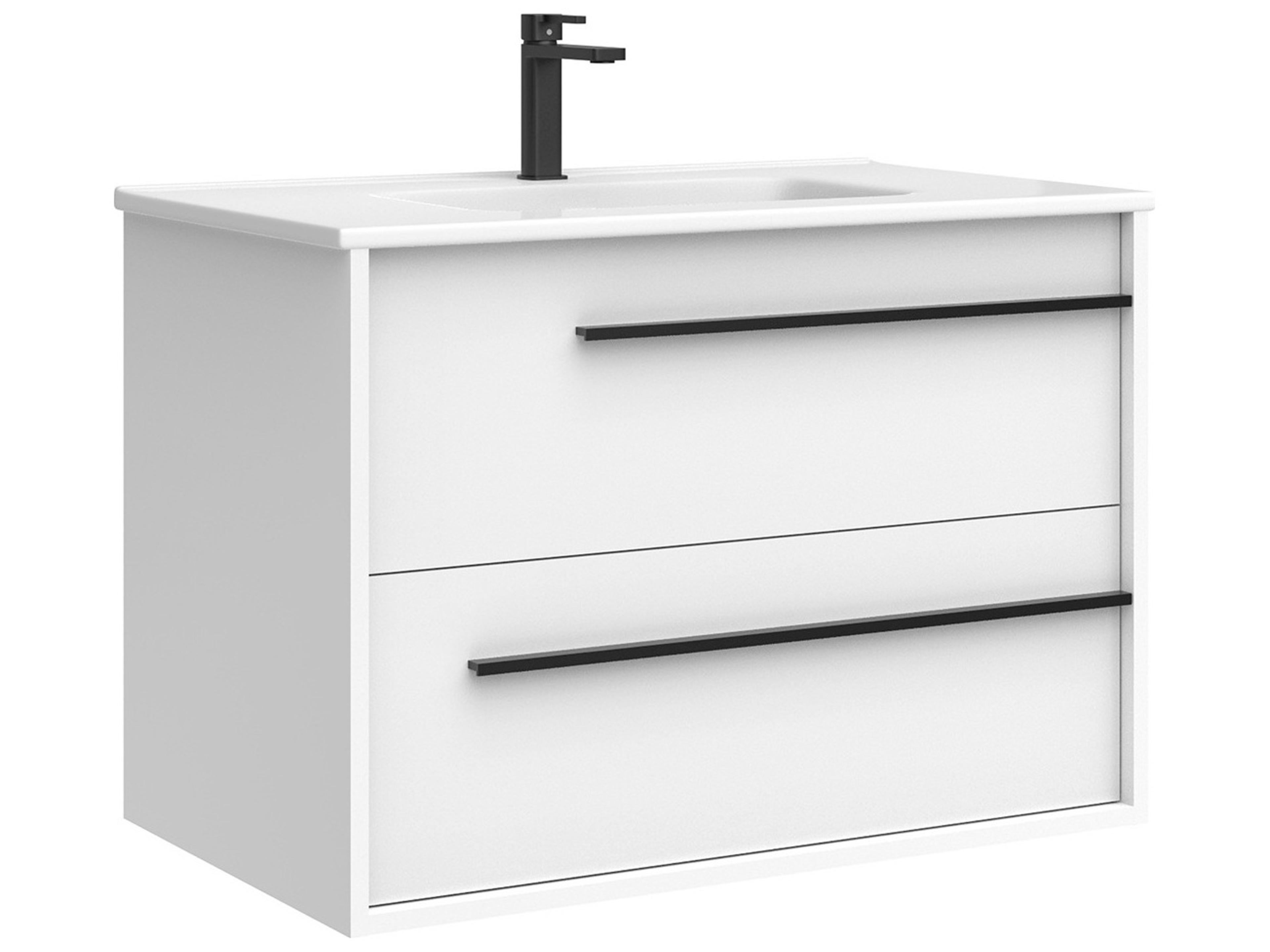 Lotus Wall-Mounted Bathroom Vanity Glossy White