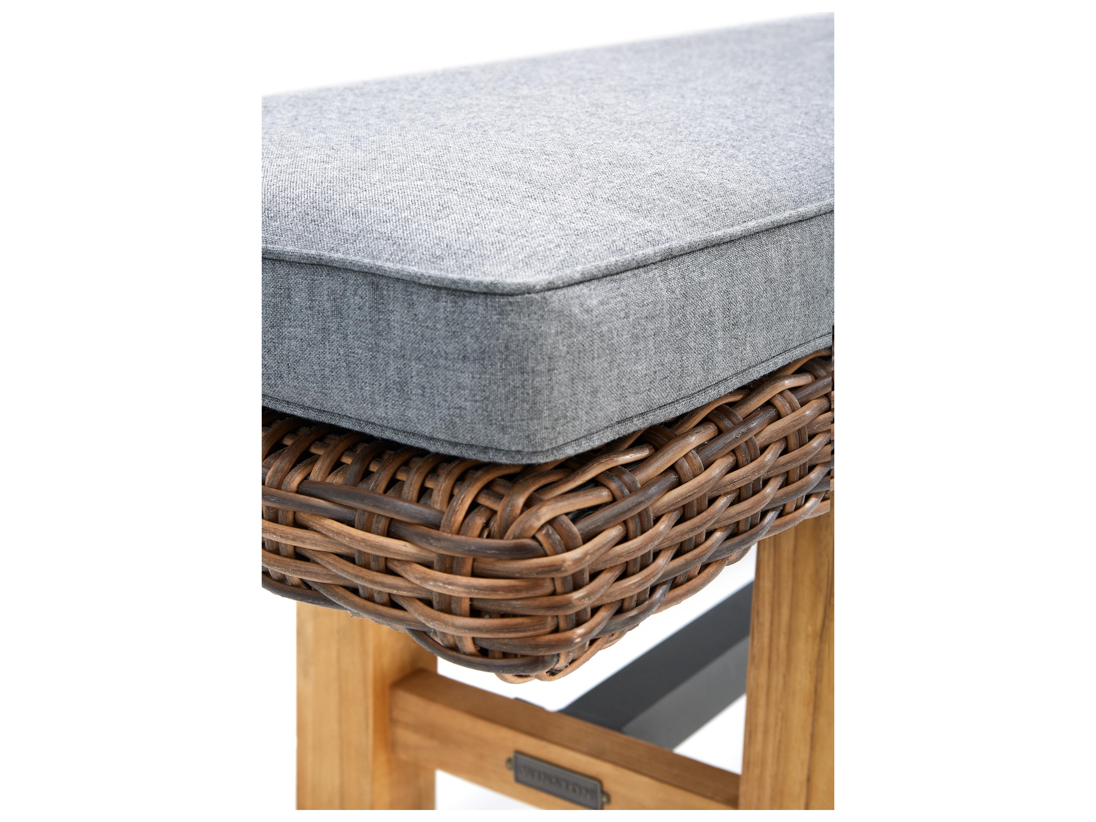 Winston Quick Ship Truss Vintage Earth Wicker Outdoor Patio Bench with Cushion