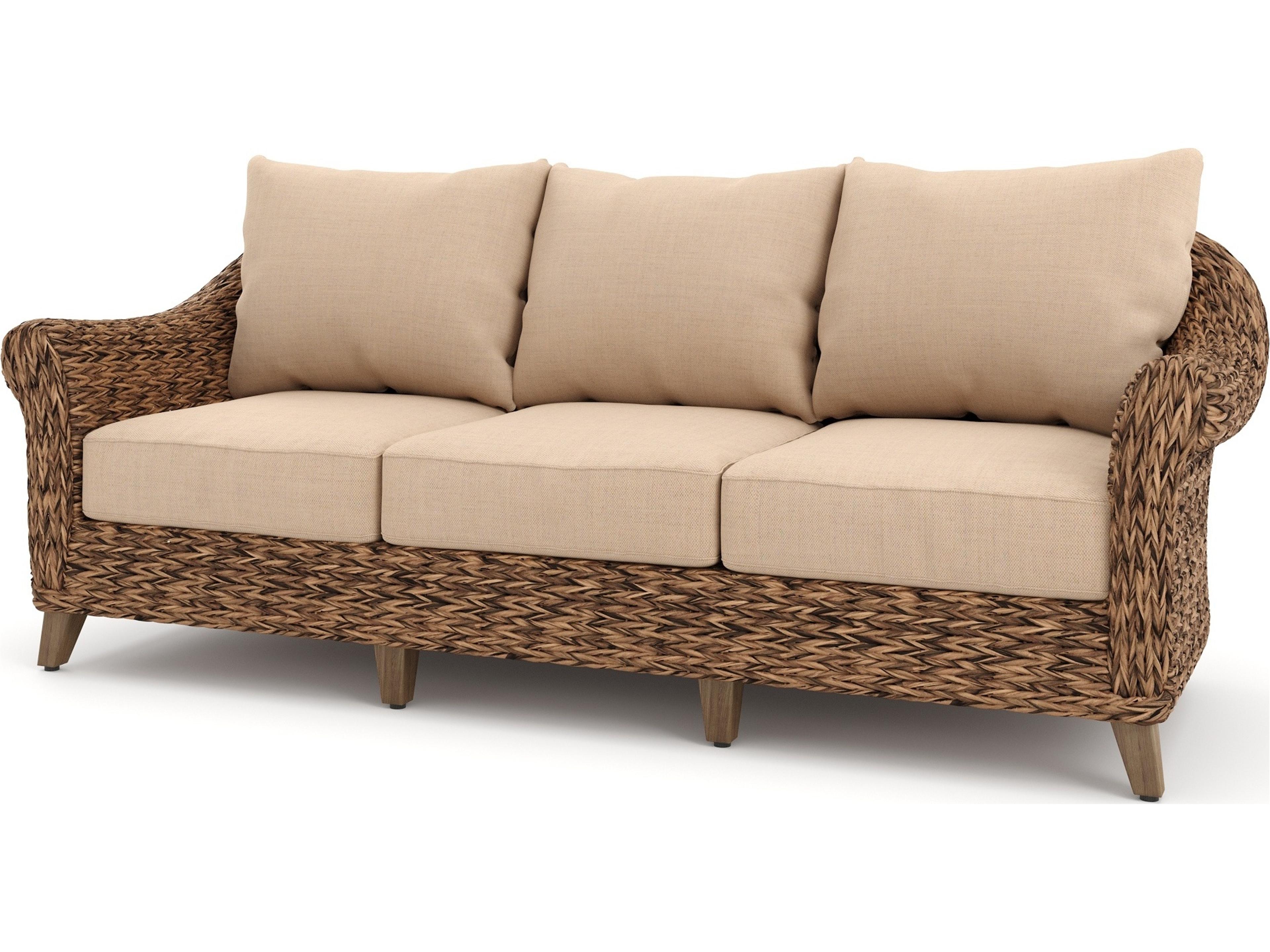 Winston Quick Ship Cayman Wicker Heritage Brown Aluminum Outdoor Sofa