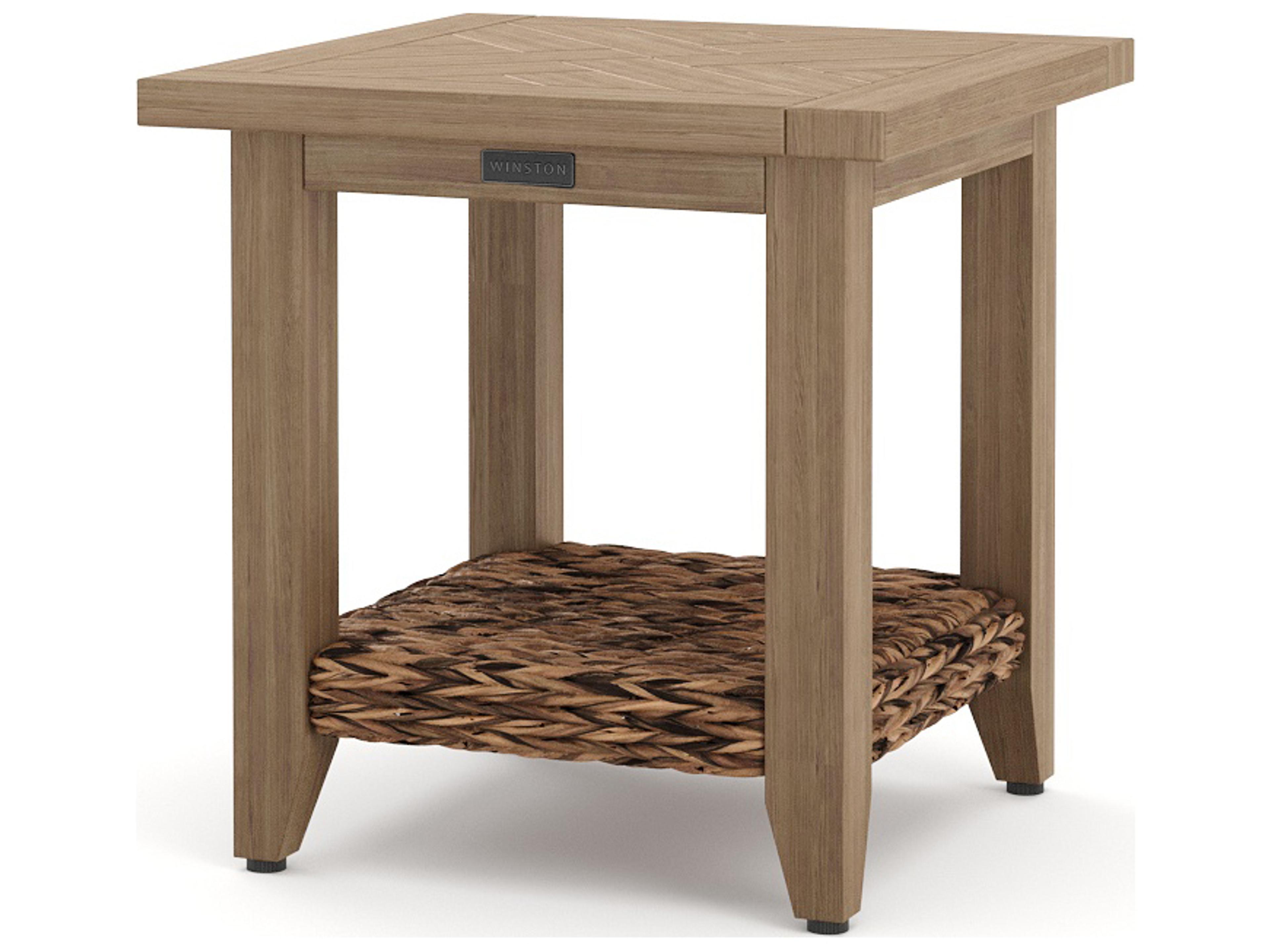 Winston Quick Ship Cayman Wicker Heritage Brown Aluminum Square Outdoor Side Table
