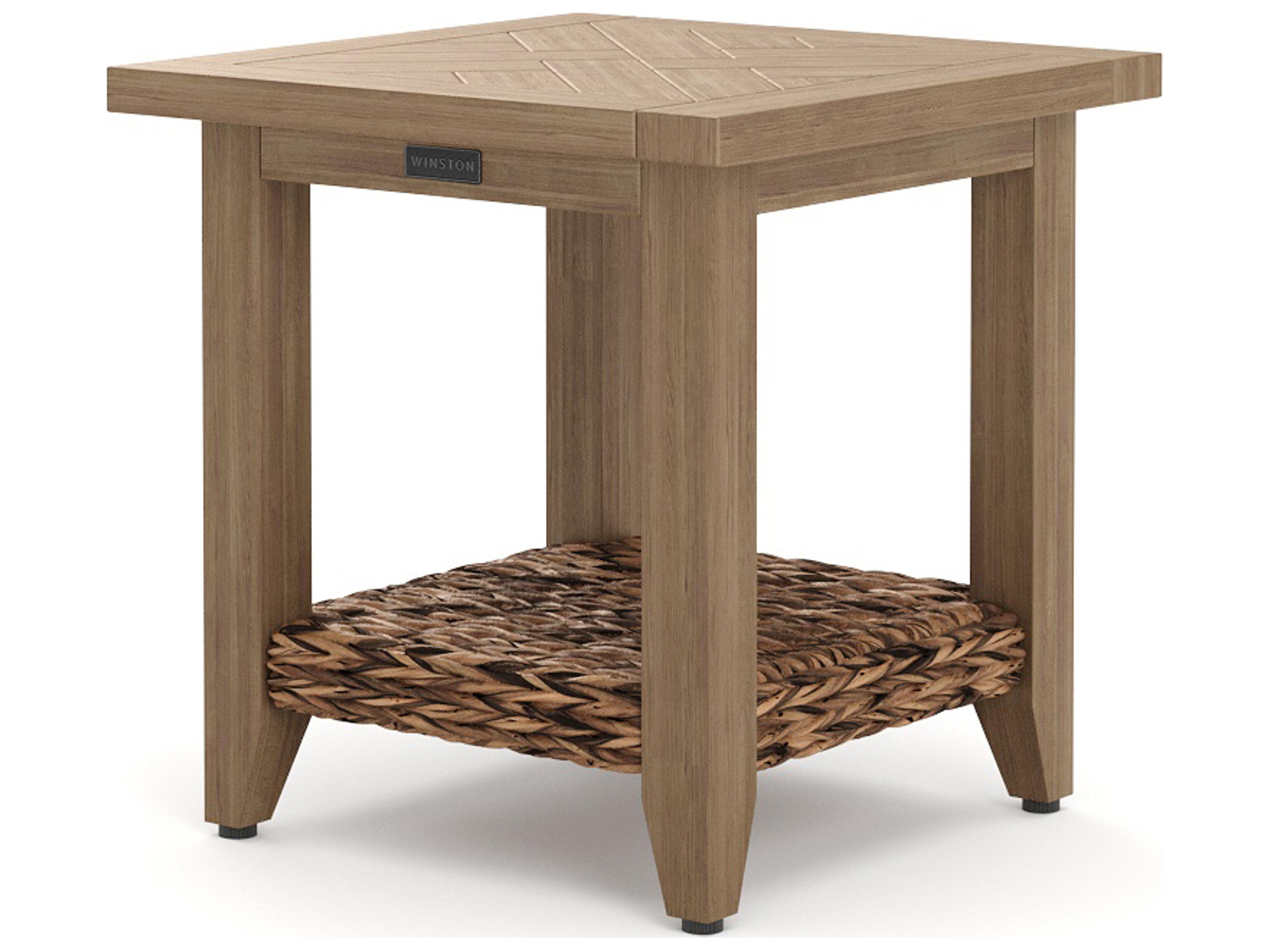Winston Quick Ship Cayman Wicker Heritage Brown Aluminum Square Outdoor Side Table