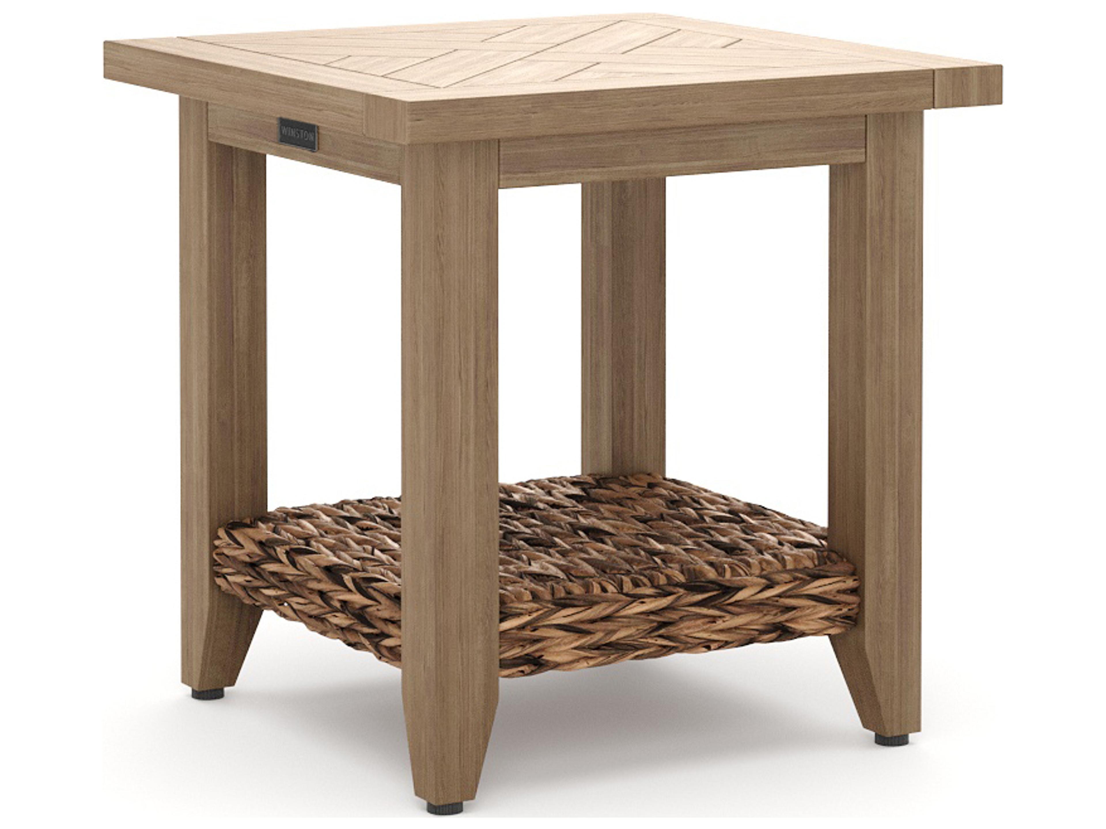 Winston Quick Ship Cayman Wicker Heritage Brown Aluminum Square Outdoor Side Table