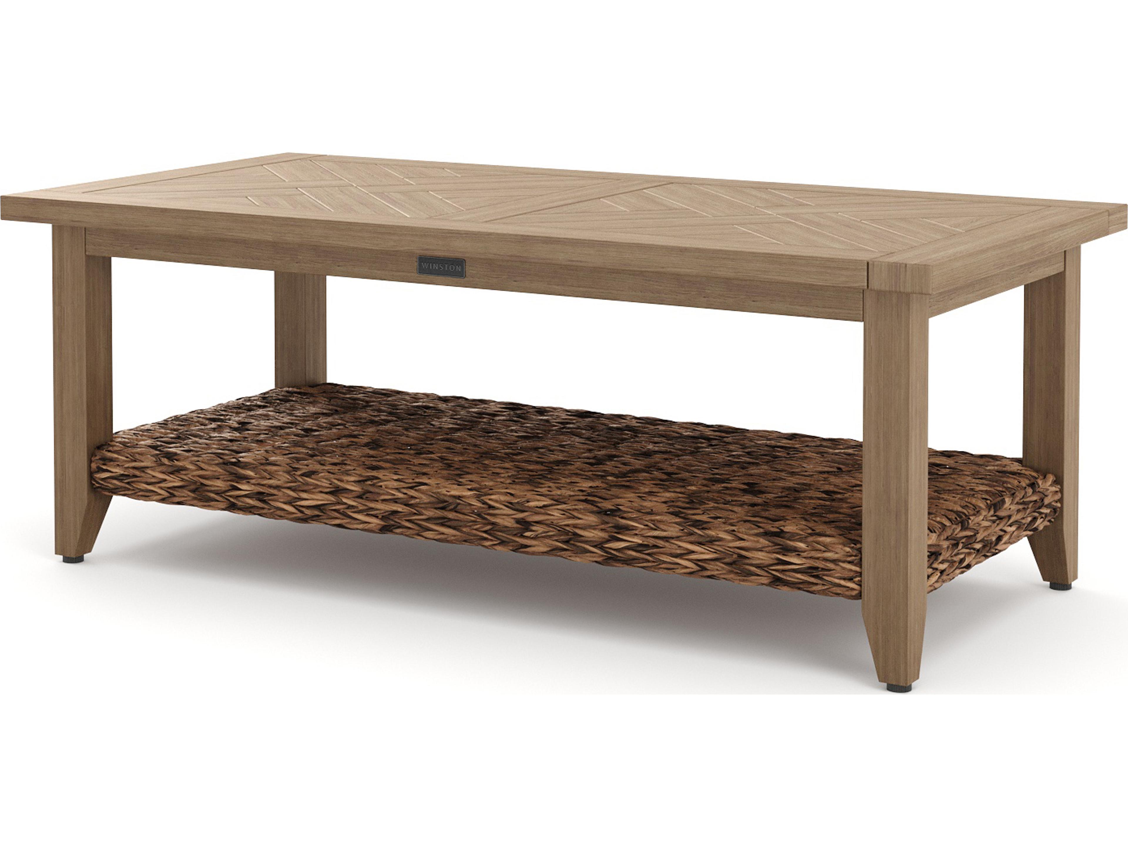 Winston Quick Ship Cayman Wicker Heritage Brown Aluminum Rectangular Outdoor Coffee Table