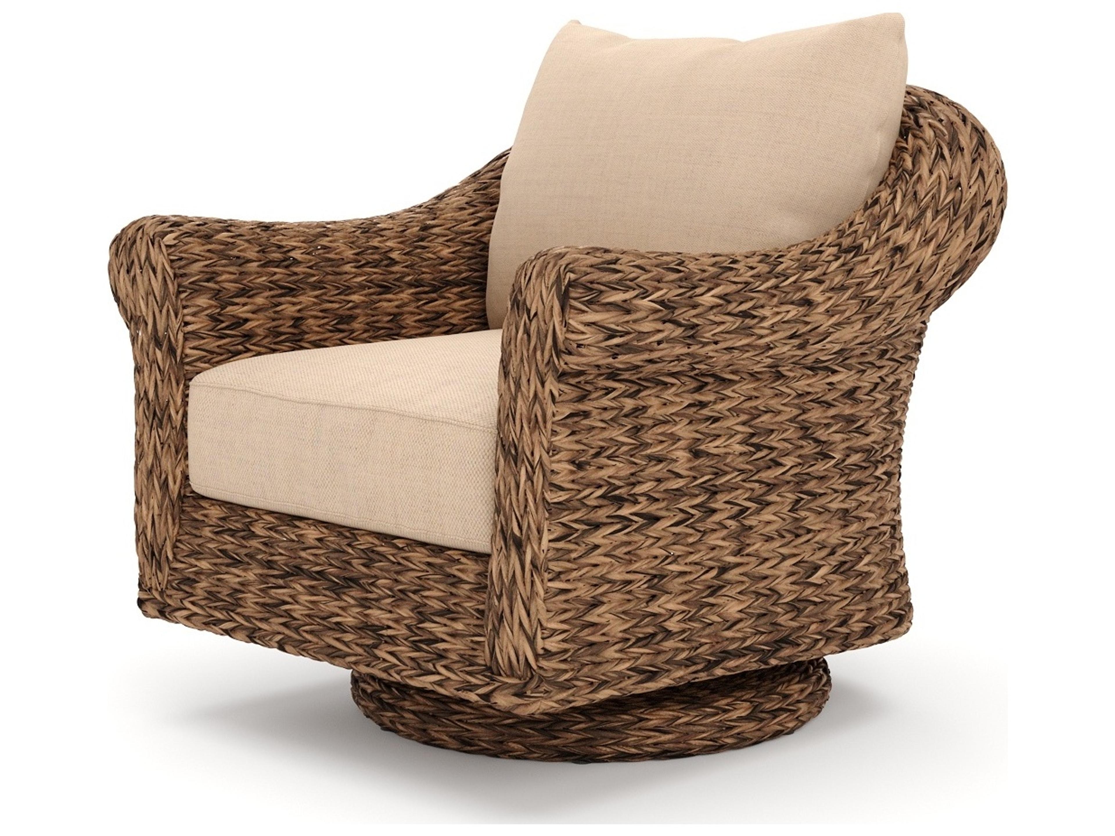 Winston Quick Ship Cayman Wicker Heritage Brown Aluminum Swivel Glider Outdoor Patio Lounge Chair