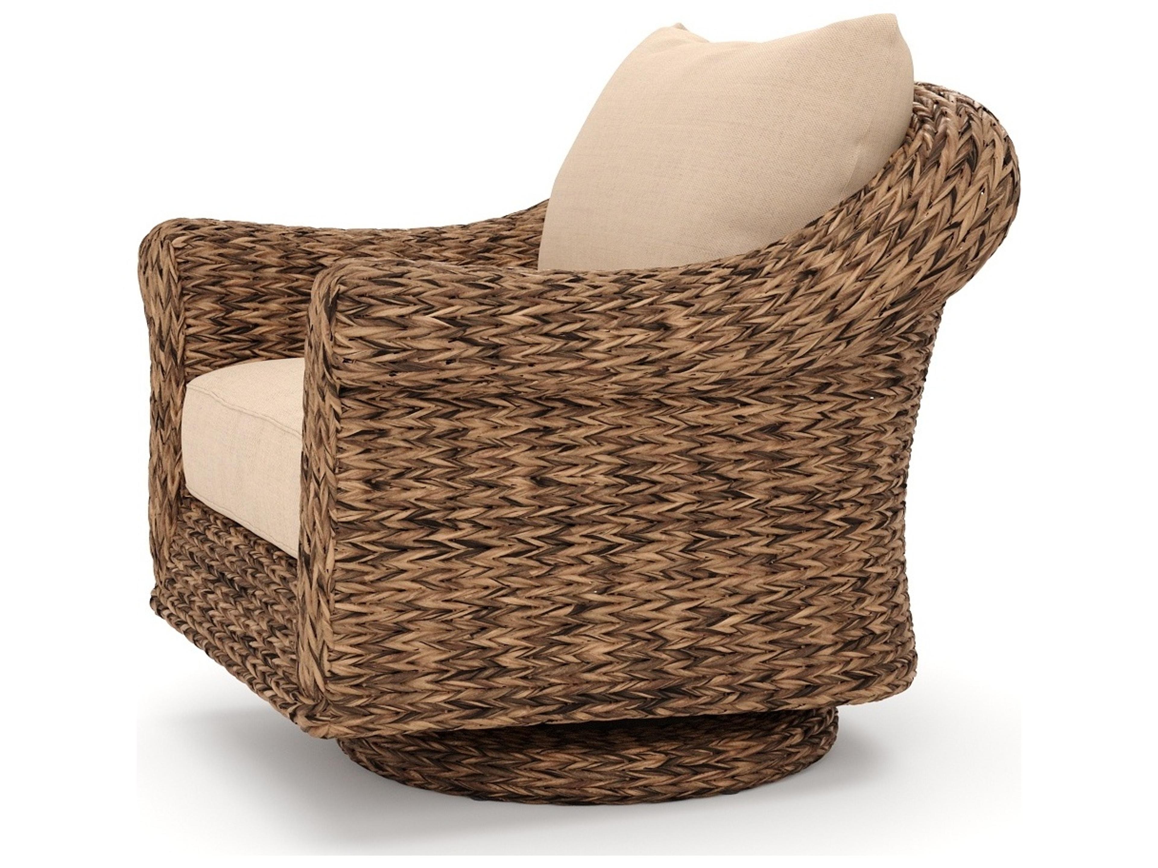 Winston Quick Ship Cayman Wicker Heritage Brown Aluminum Swivel Glider Outdoor Patio Lounge Chair