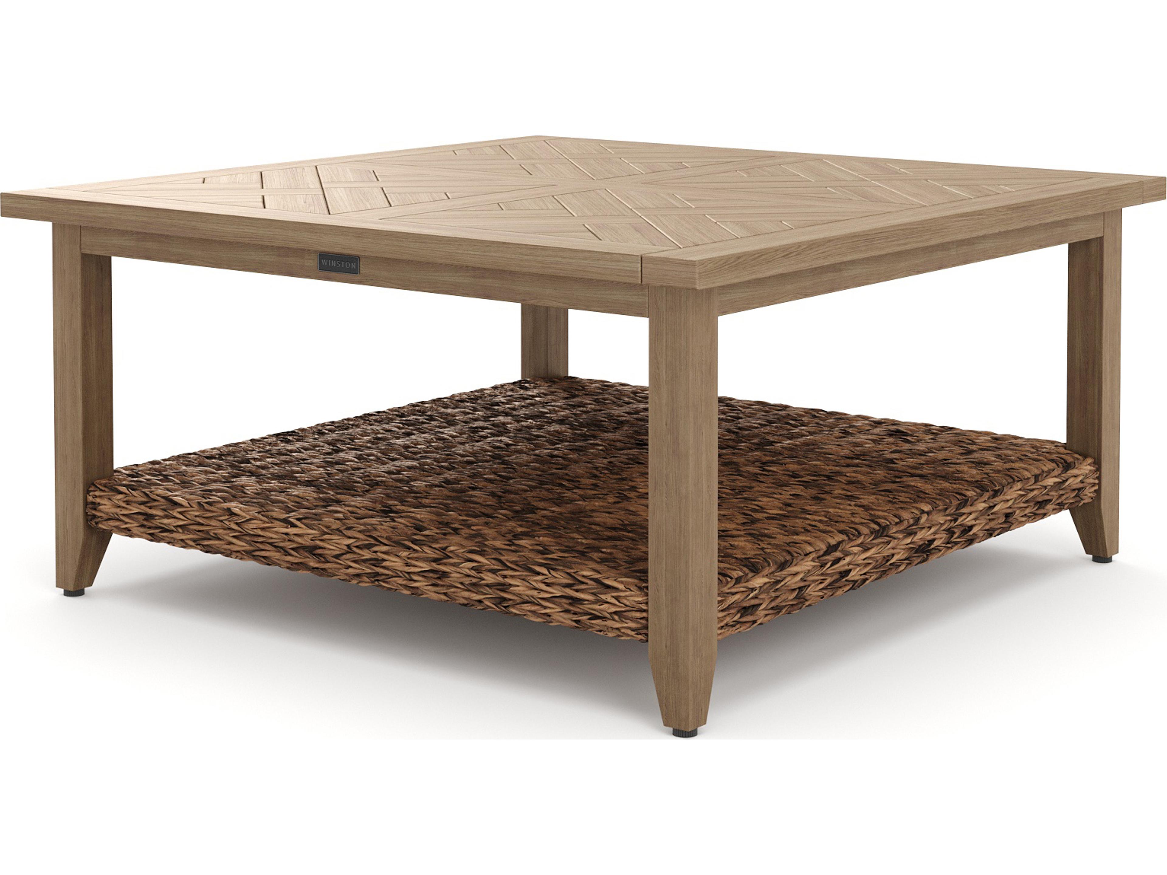 Winston Quick Ship Cayman Wicker Heritage Brown Aluminum Square Outdoor Chat Table