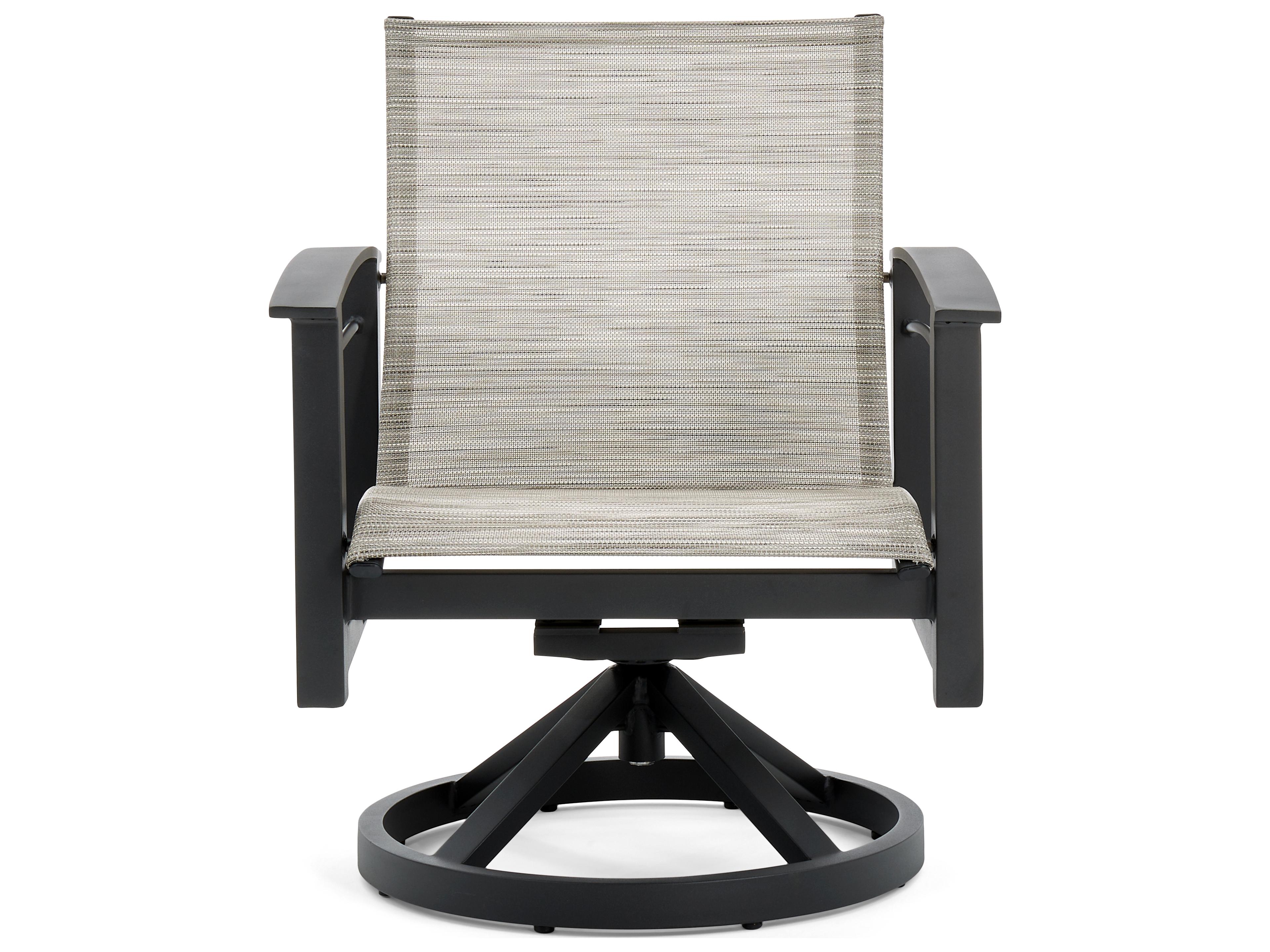 Winston Stanford Sling Quick Ship Aluminum Swivel Rocker Outdoor Dining Arm Chair