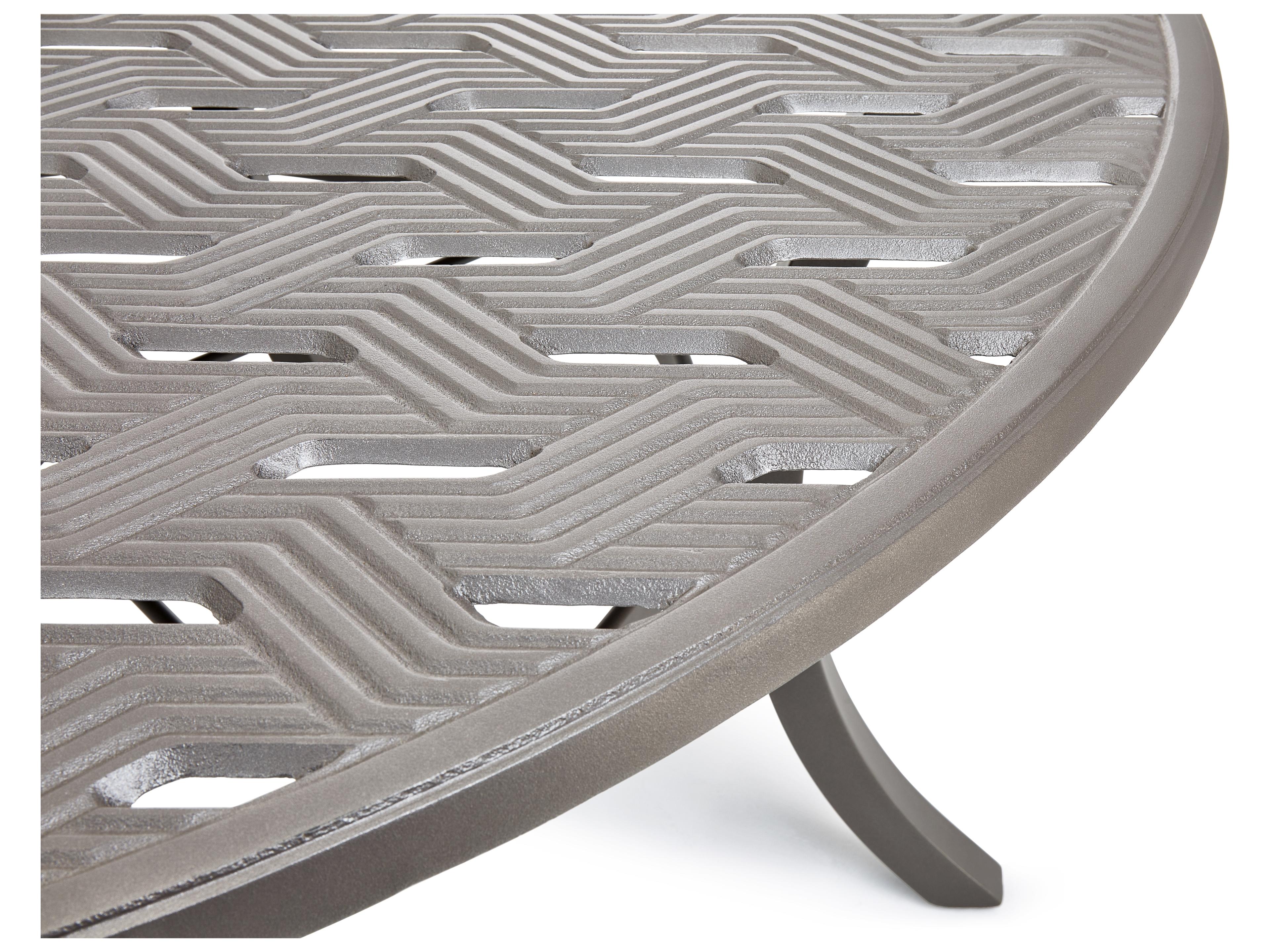 Winston Quick Ship Merge Weathered Teak Aluminum Round Patio Counter Table