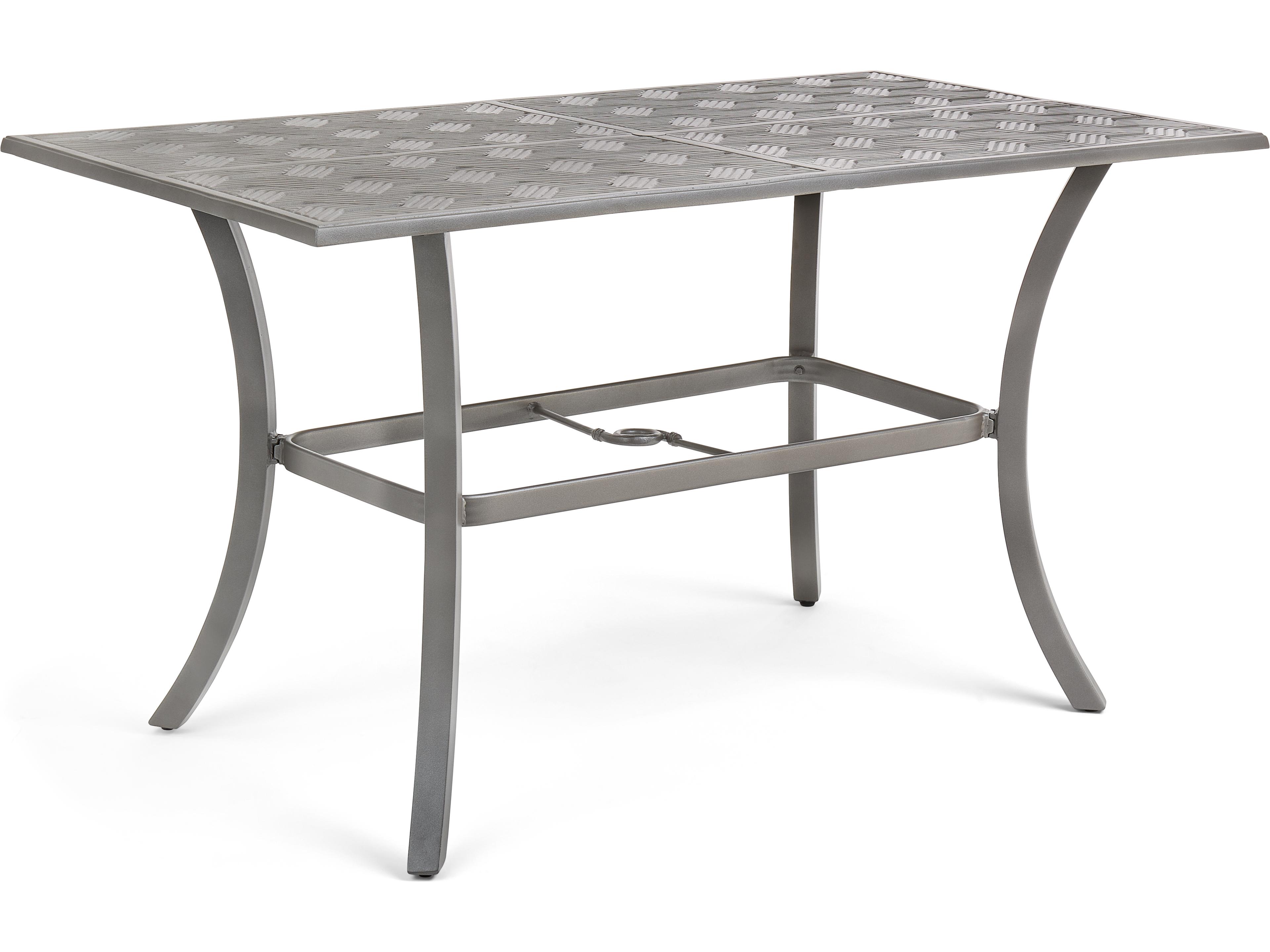 Quick Ship Merge Weathered Teak Aluminum Rectangular Patio Counter Table