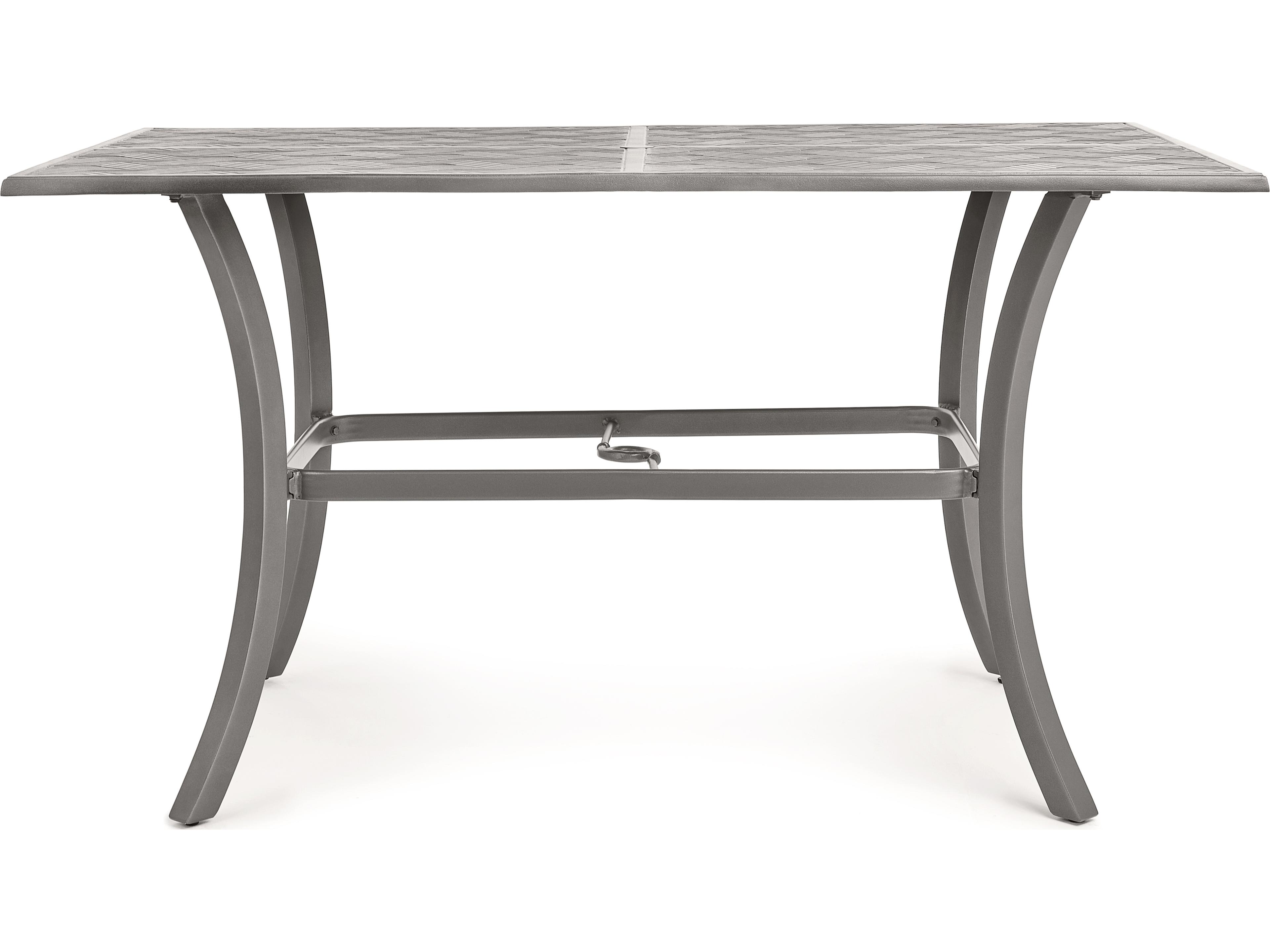 Winston Quick Ship Merge Weathered Teak Aluminum Rectangular Patio Counter Table