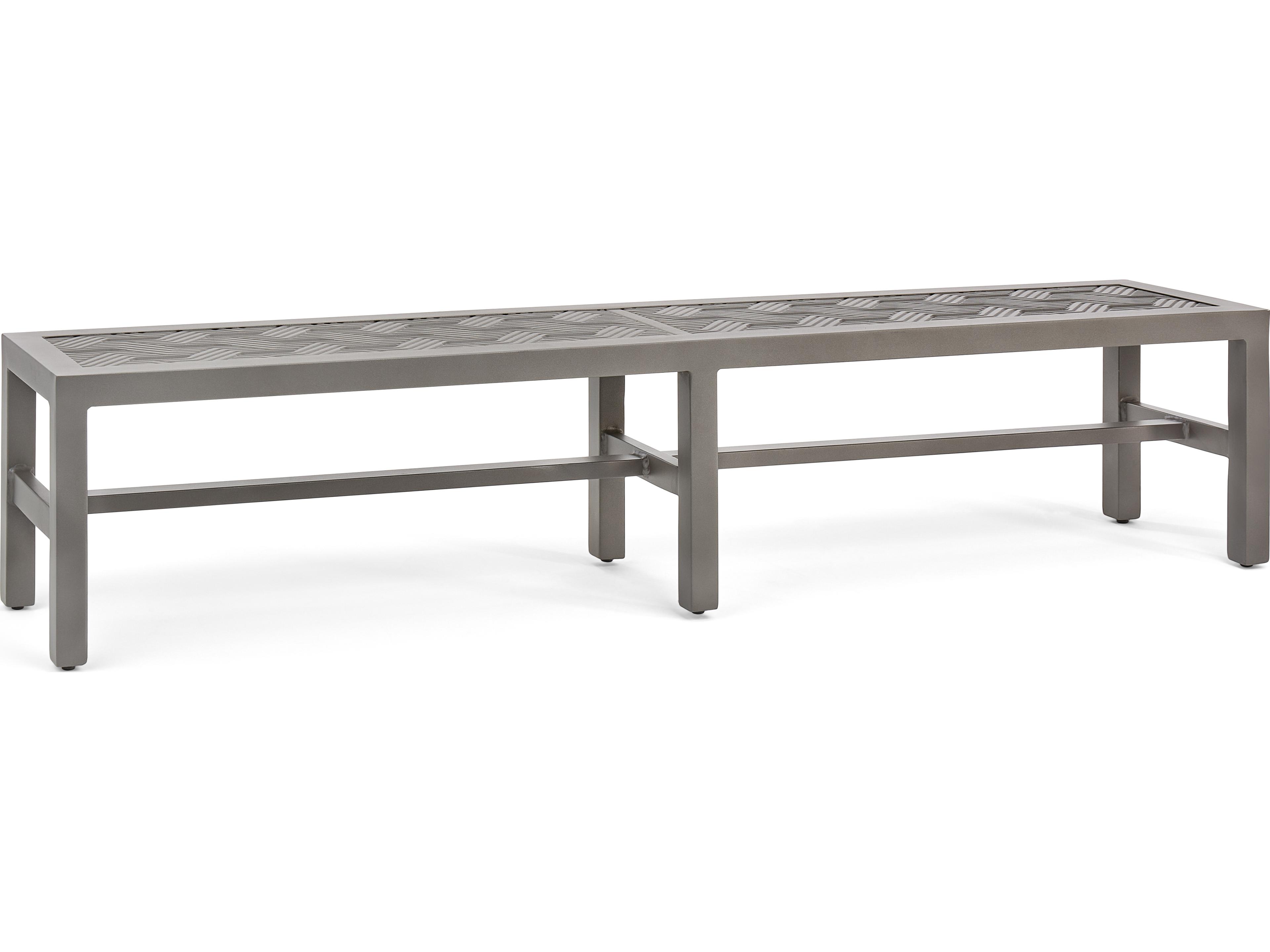 Quick Ship Merge Weathered Teak Aluminum Dining Outdoor Patio Bench