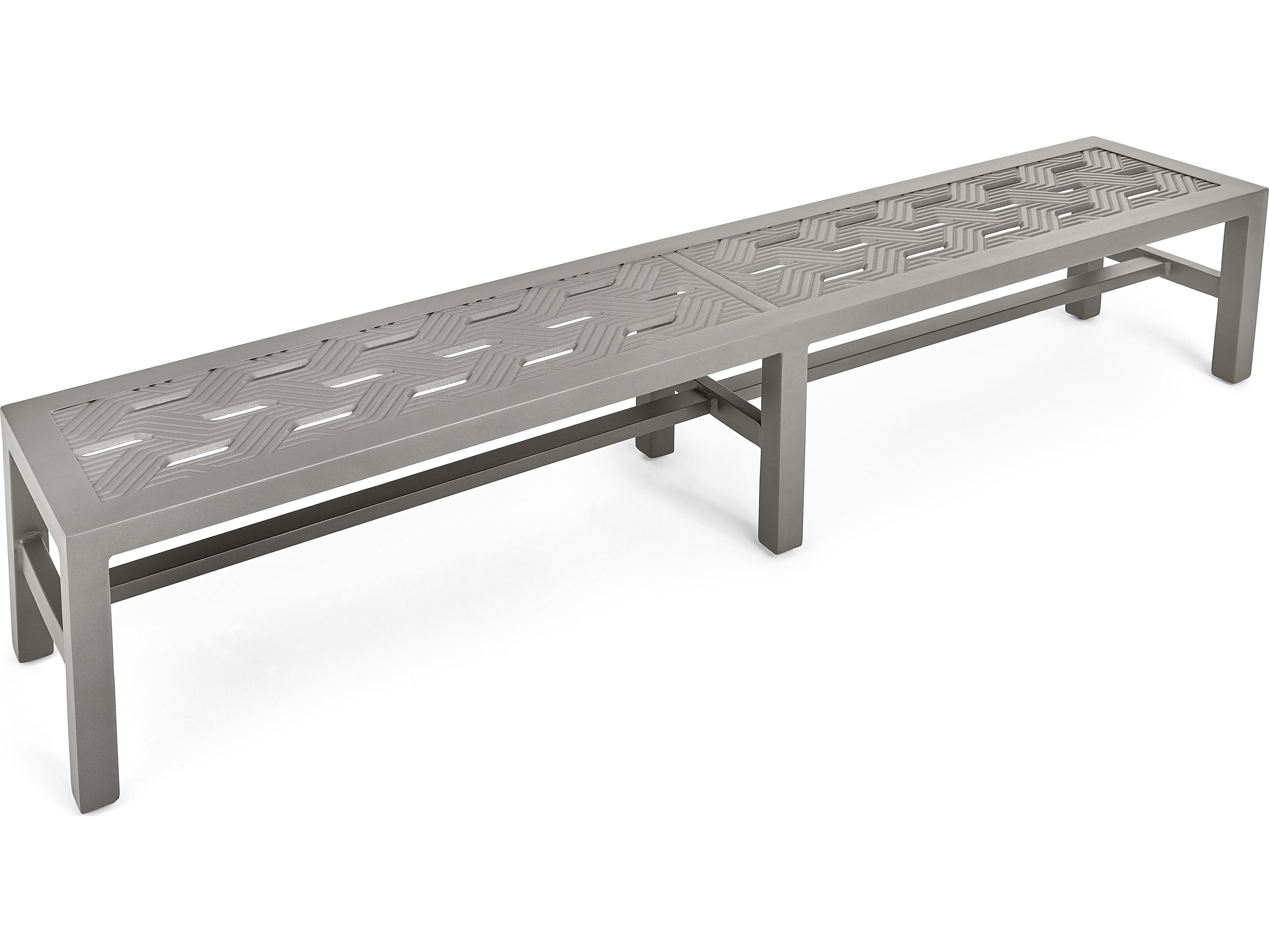 Winston Quick Ship Merge Weathered Teak Aluminum Dining Outdoor Patio Bench