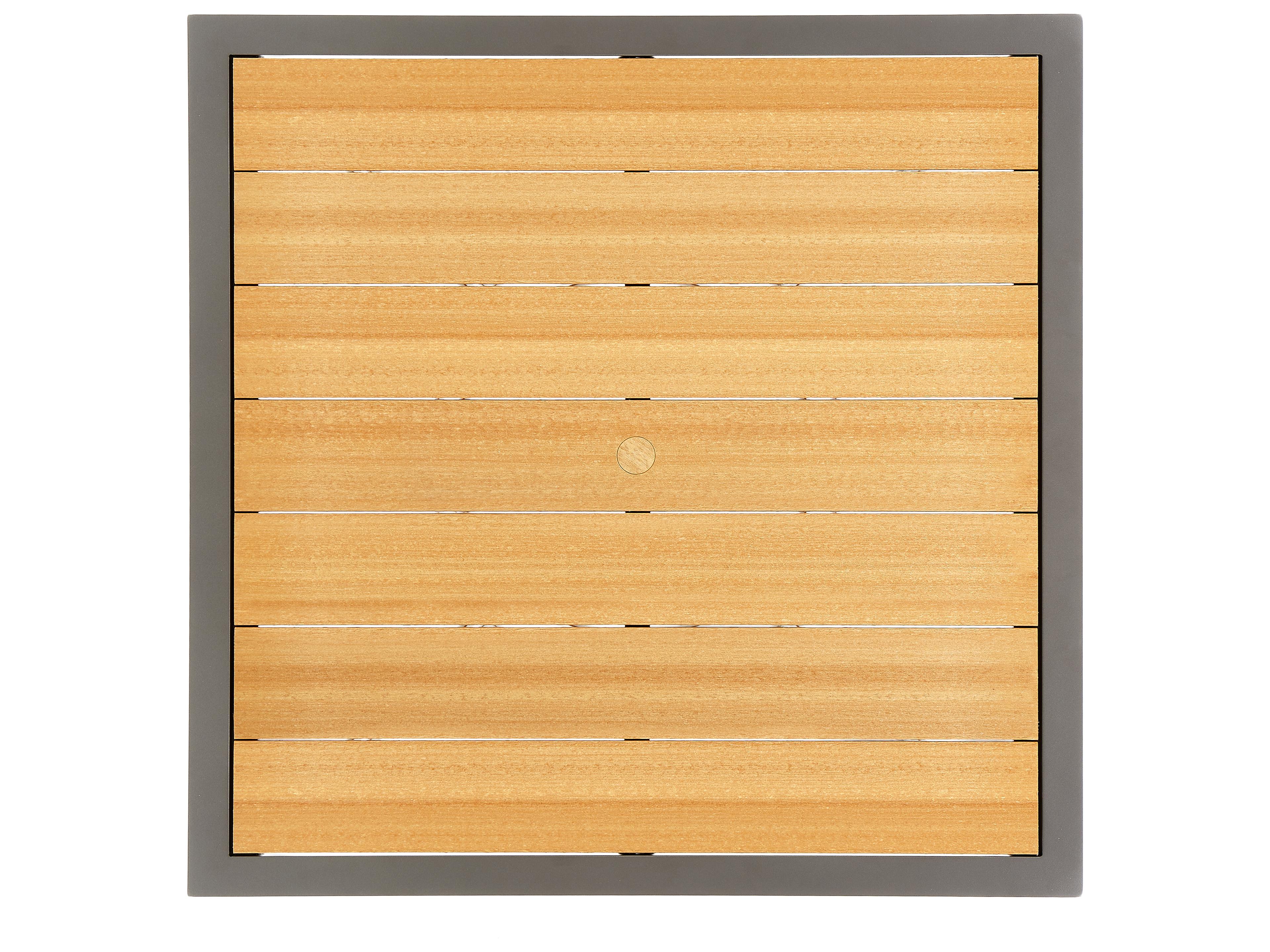 Winston Quick Ship Harper Weathered Teak Aluminum Square Counter Table with Umbrella Hole