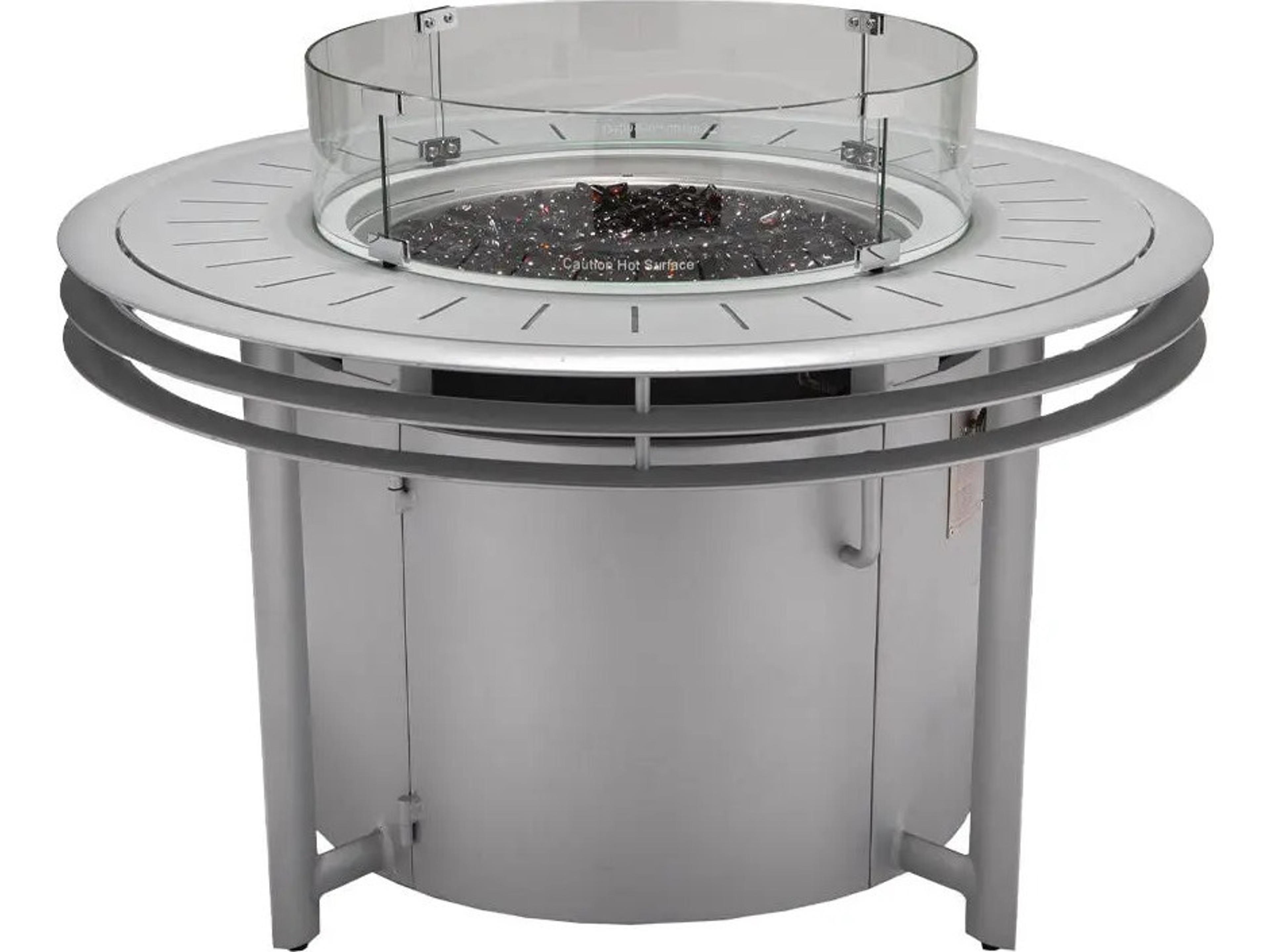 Southern Cay Aluminum Silver 44" Round Firepit Table