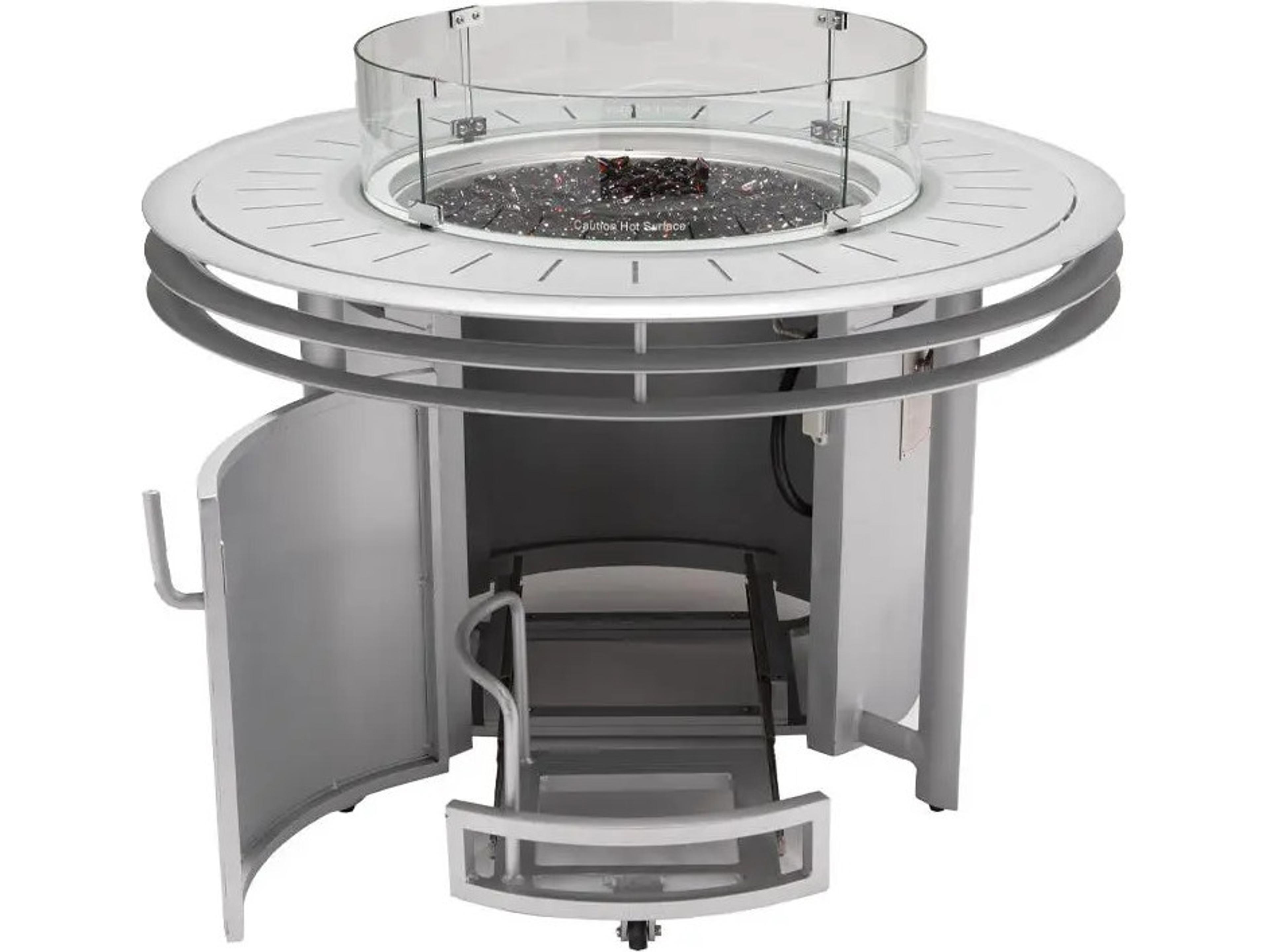 Winston Southern Cay Aluminum Silver 44" Round Firepit Table