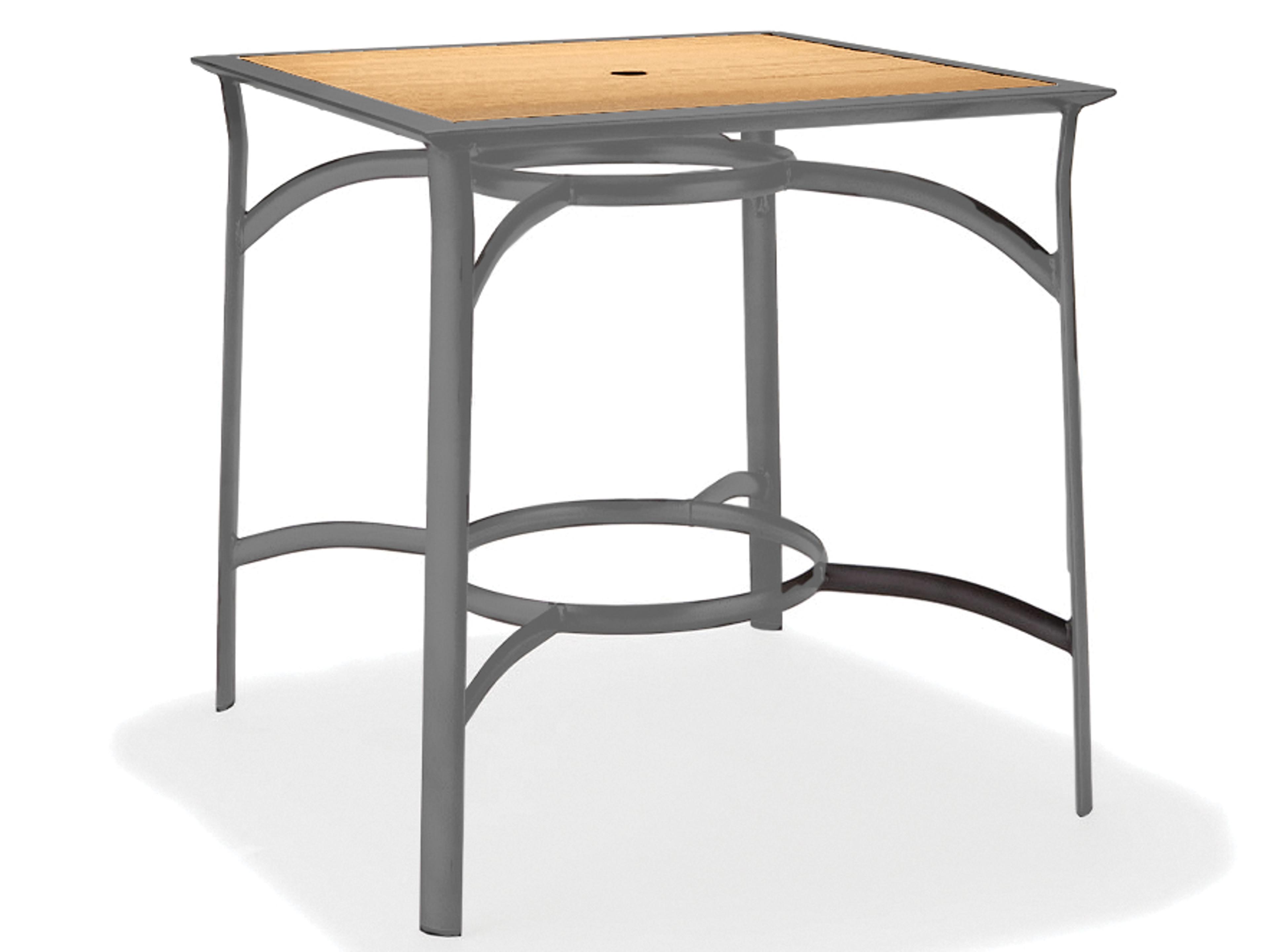 Harper Aluminum Resin Square Outdoor Patio Bar Table with Umbrella Hole