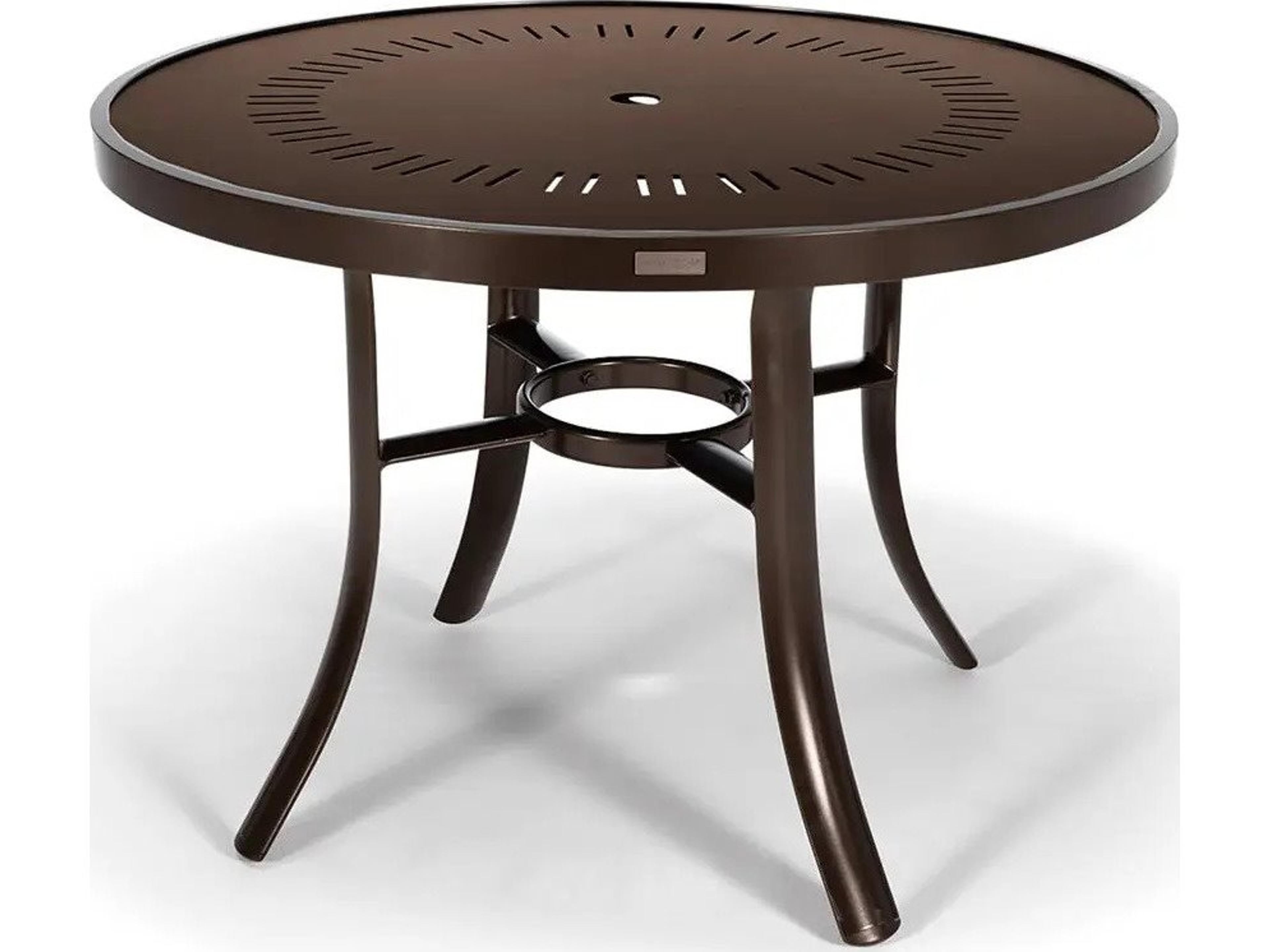 Icon Aluminum 42" Round KD Dining Table with Umbrella Hole