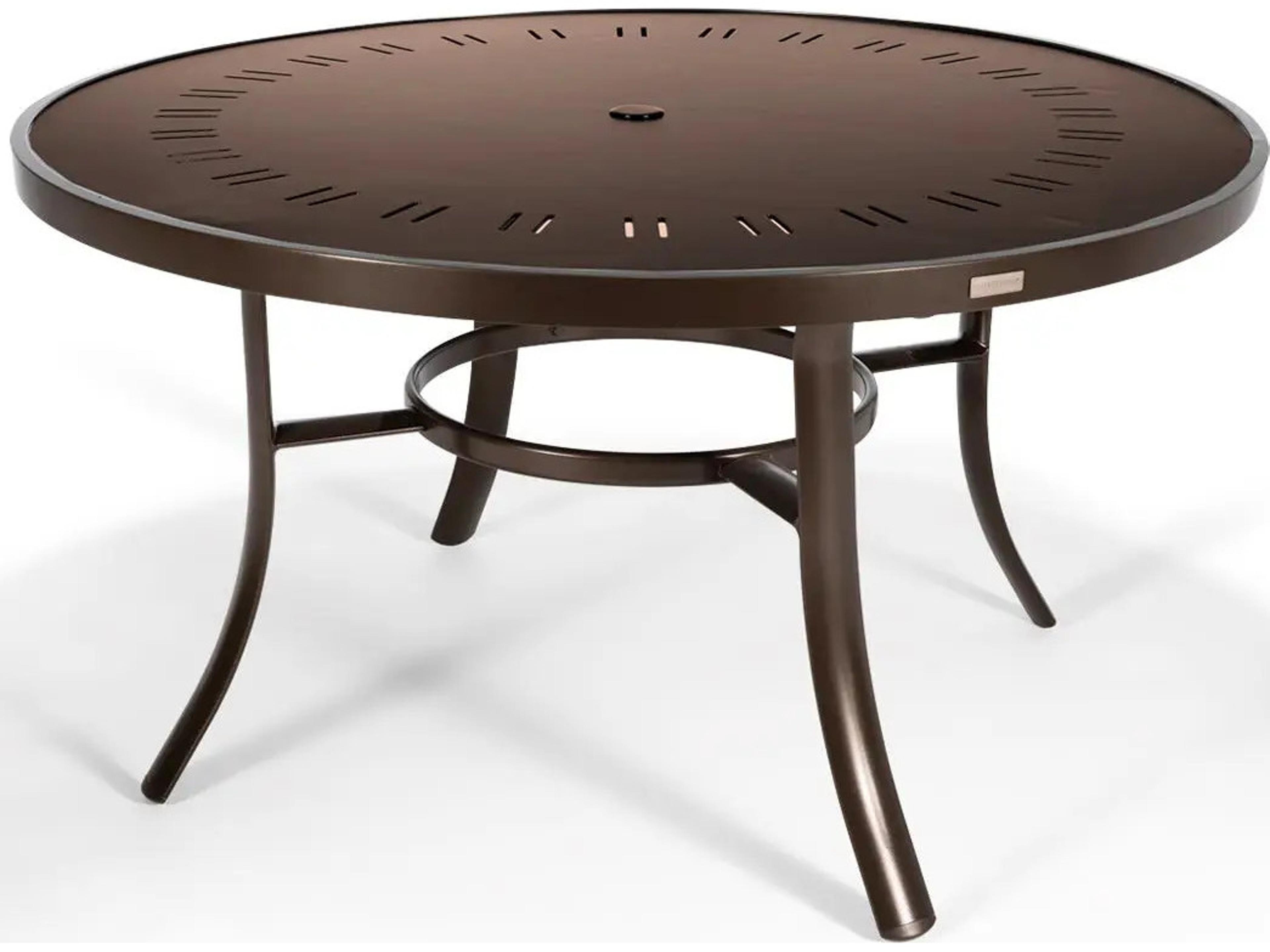 Icon Aluminum 54" Round KD Dining Table with Umbrella Hole