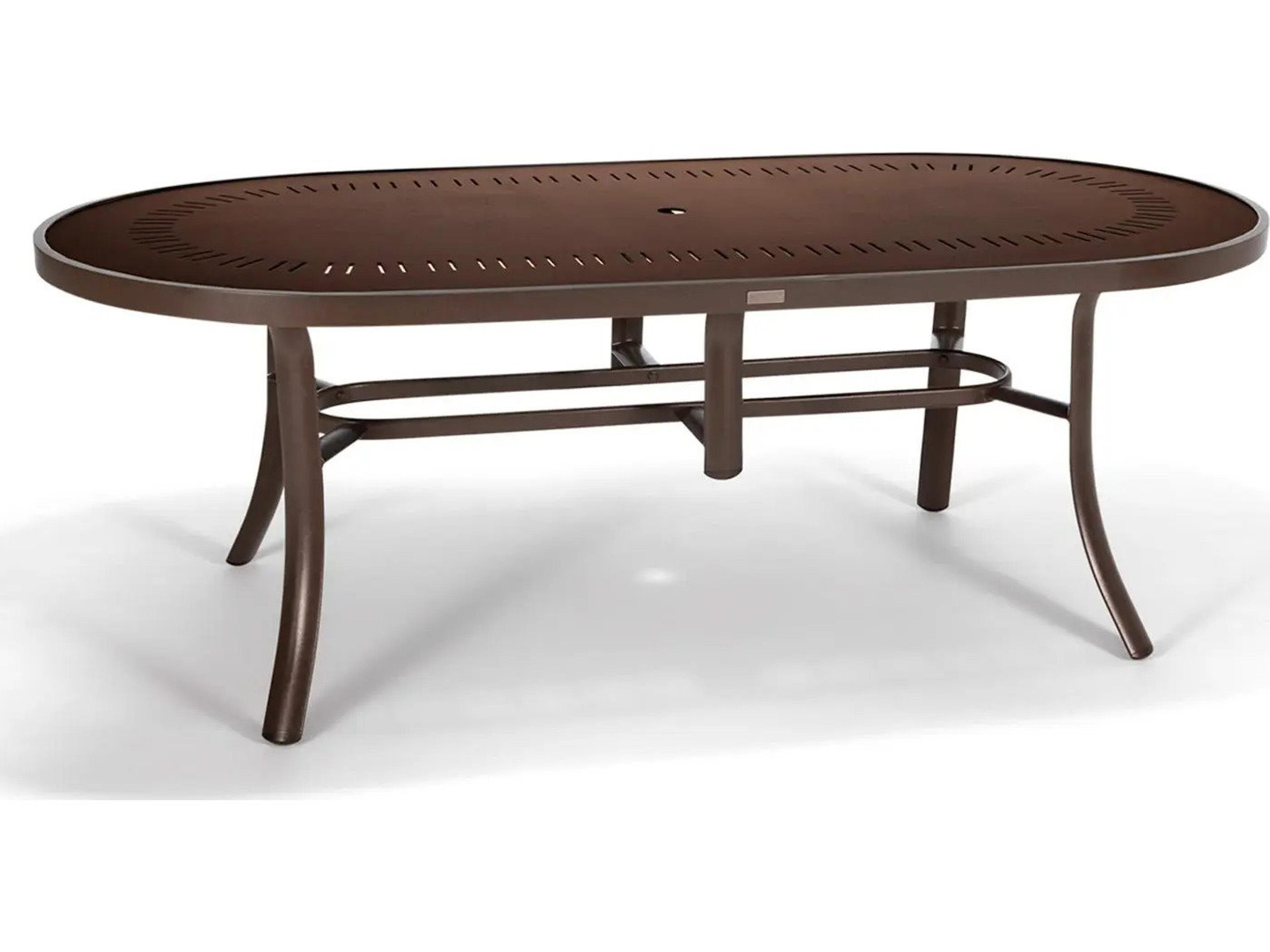 Icon Aluminum 84" x 42" Rectangle KD Dining Table with Umbrella Hole