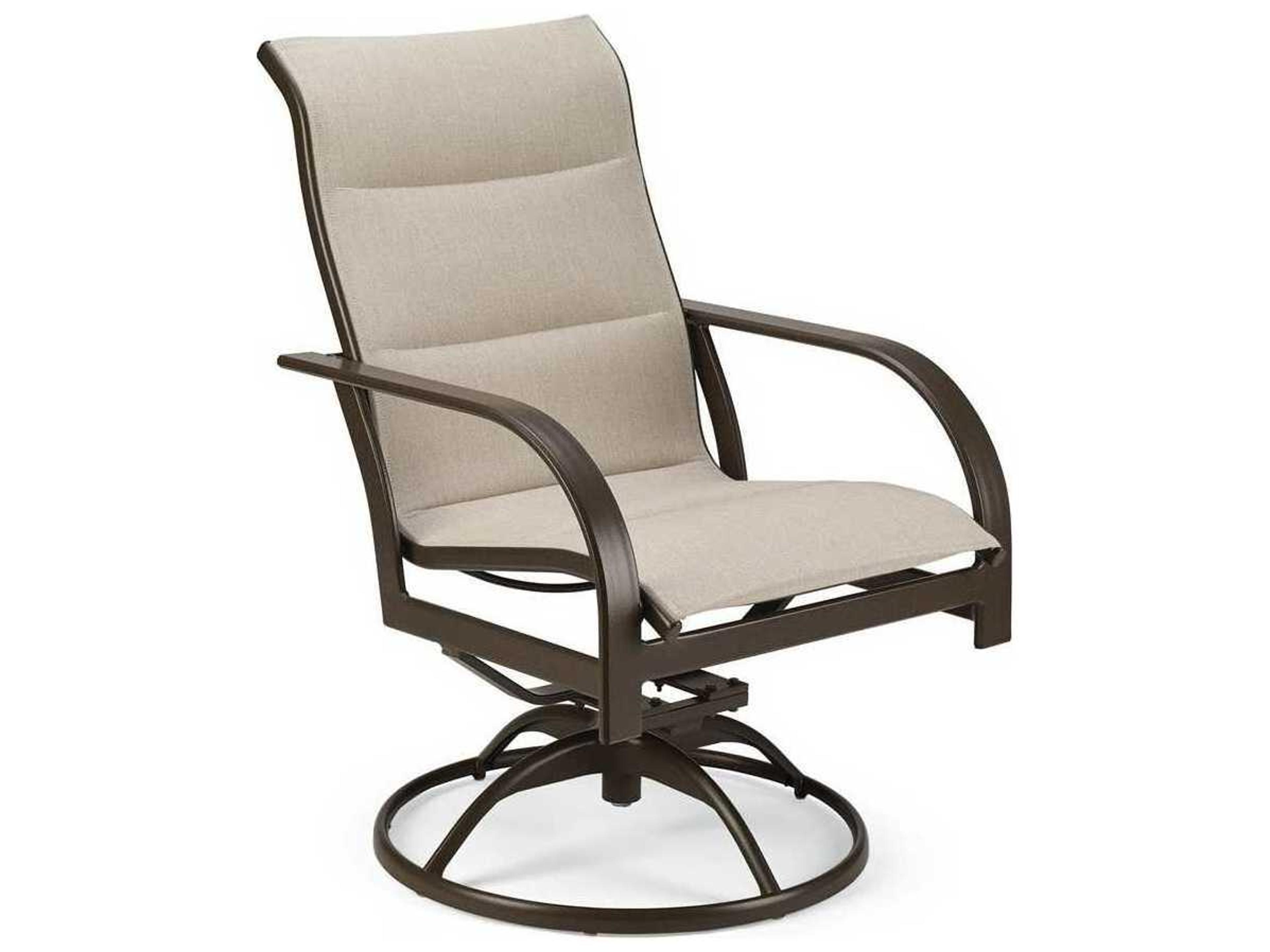 Key West Padded Sling High Back Swivel Rocker Dining Chair