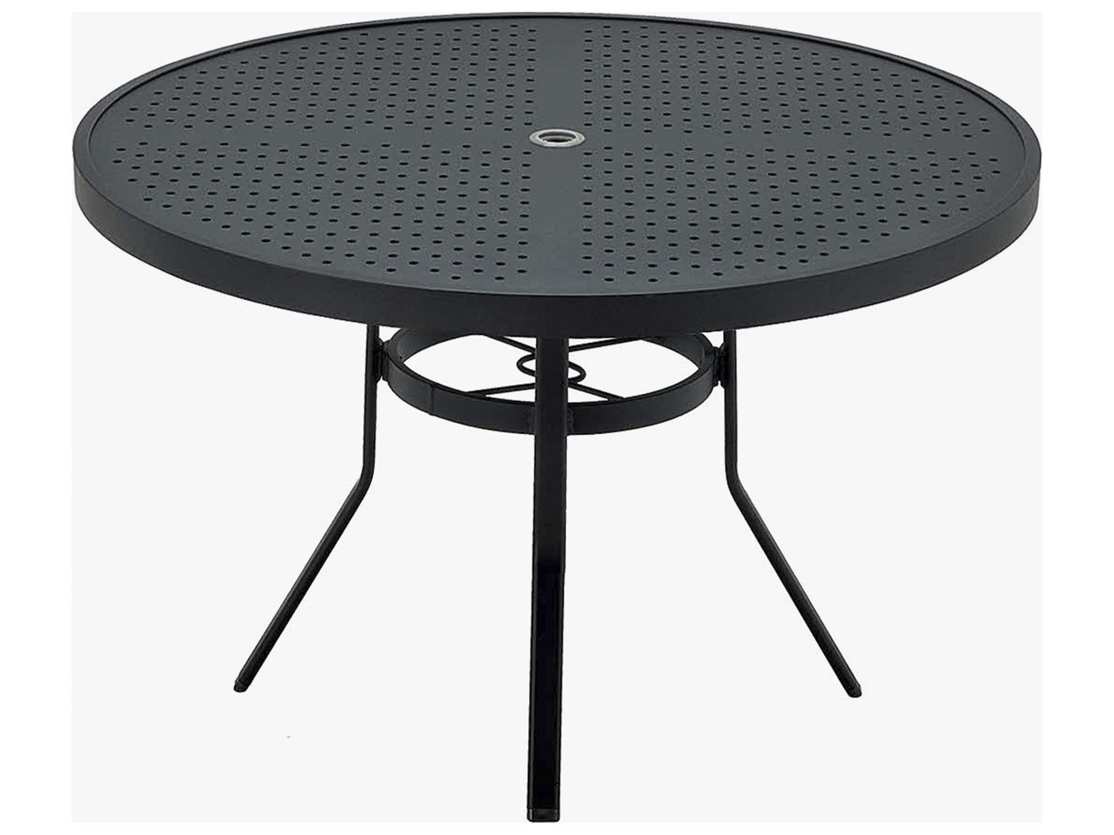 Polaris Aluminum 48" Round Stamped Dining Table with Umbrella Hole